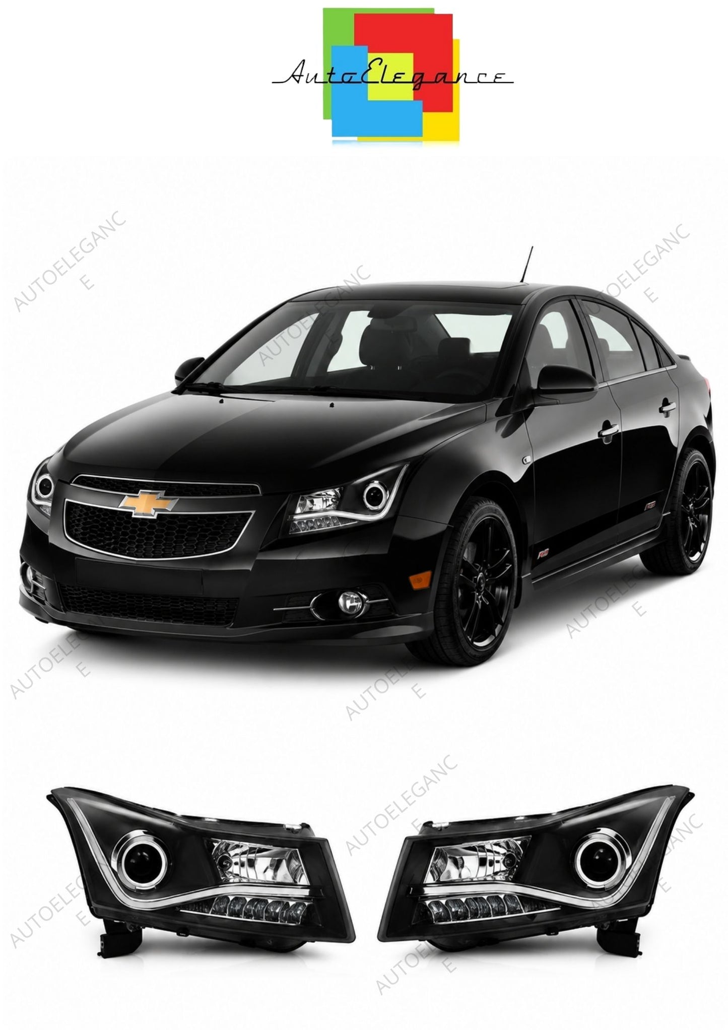 💕 Fari Anteriori Adatto per Chevrolet Cruze 2009-2012 Daylight LED Neri 💕