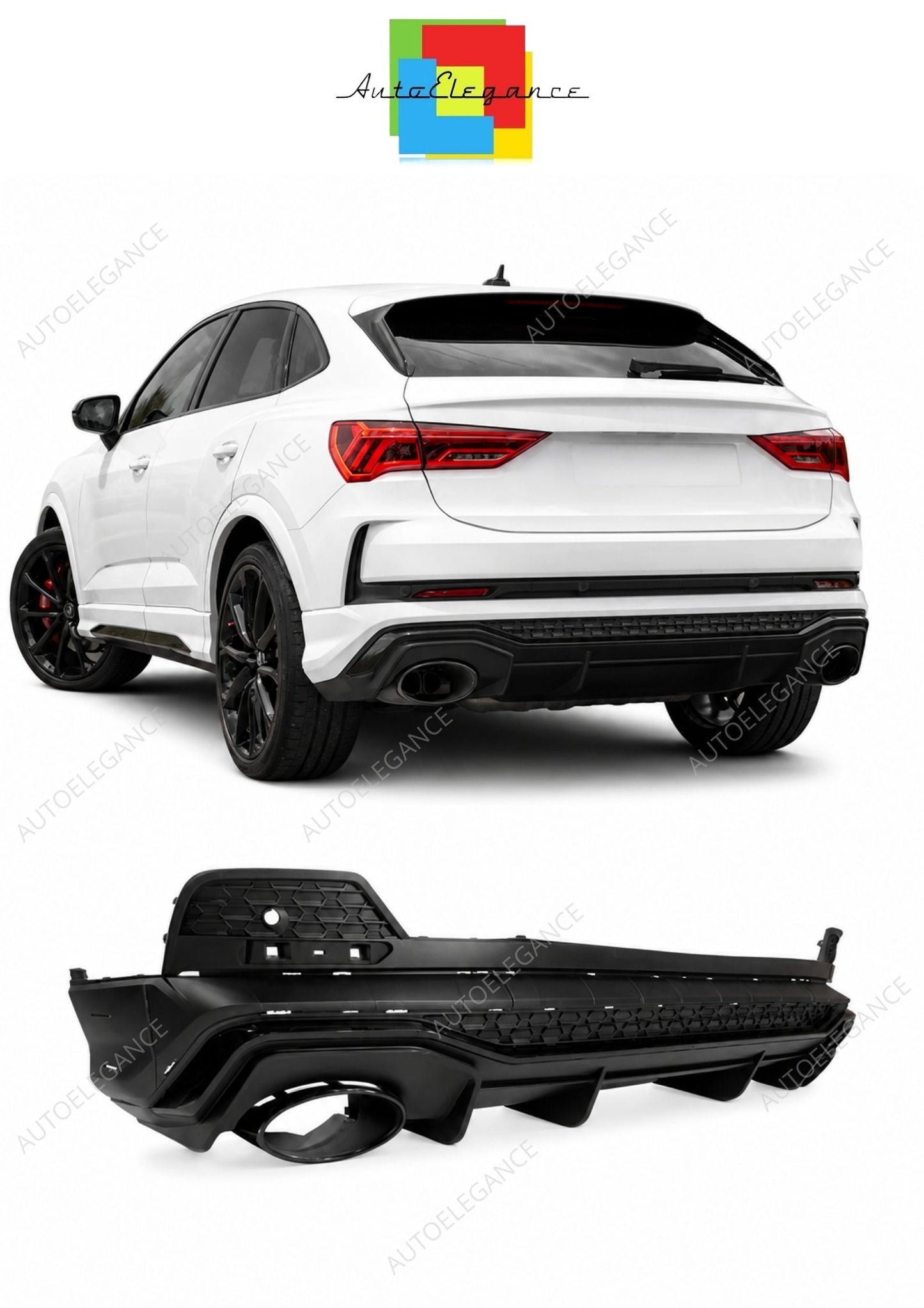 💕 Diffusore Posteriore Adatto per Audi Q3 19+ Look RSQ3 Nero ABS 💕