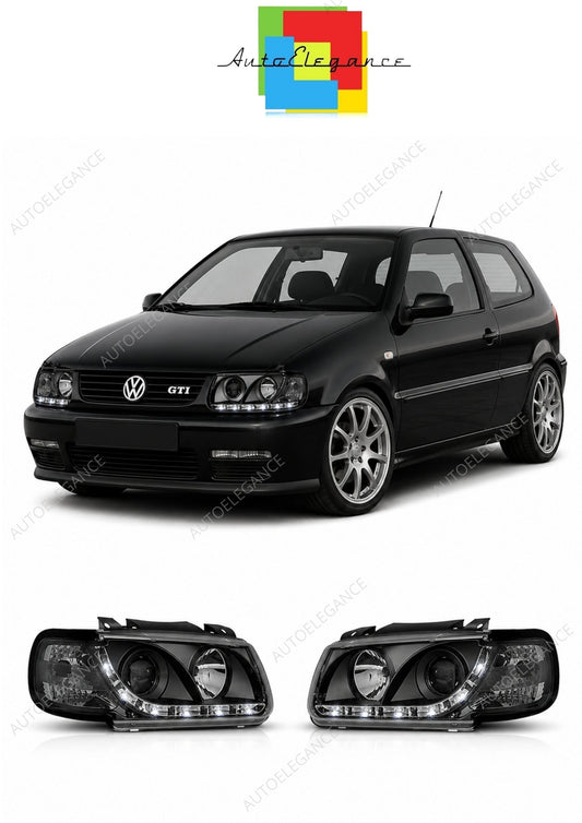 💕 Fari Anteriori Adatto per VW Polo 6N 1994-1999 Daylight LED Neri 💕