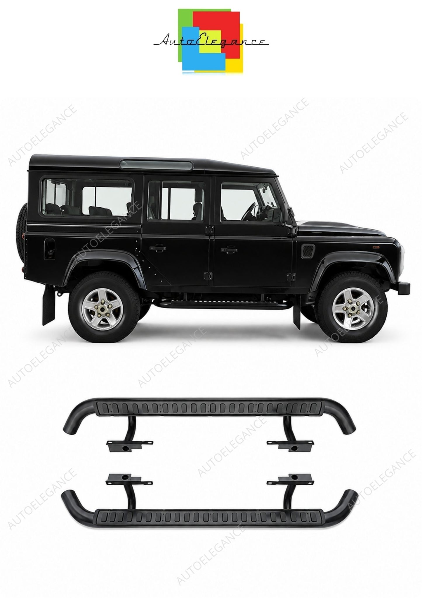 💕 Pedane Adatte per Land Rover Defender 110 83-16 Nere Alluminio 💕