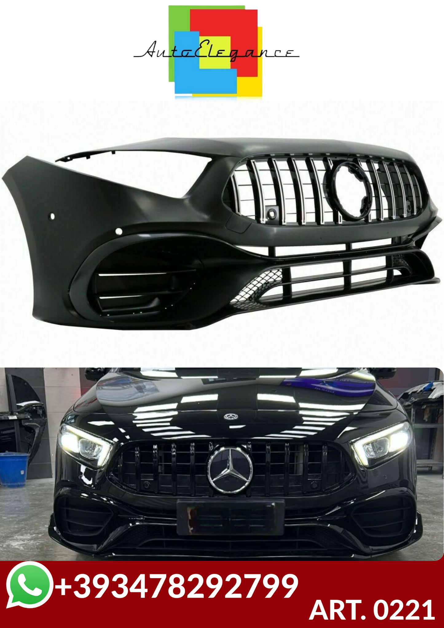 💕ART. 0221 PARAURTI ANTERIORE MERCEDES CLASSE A W177 LOOK AMG A45S💕