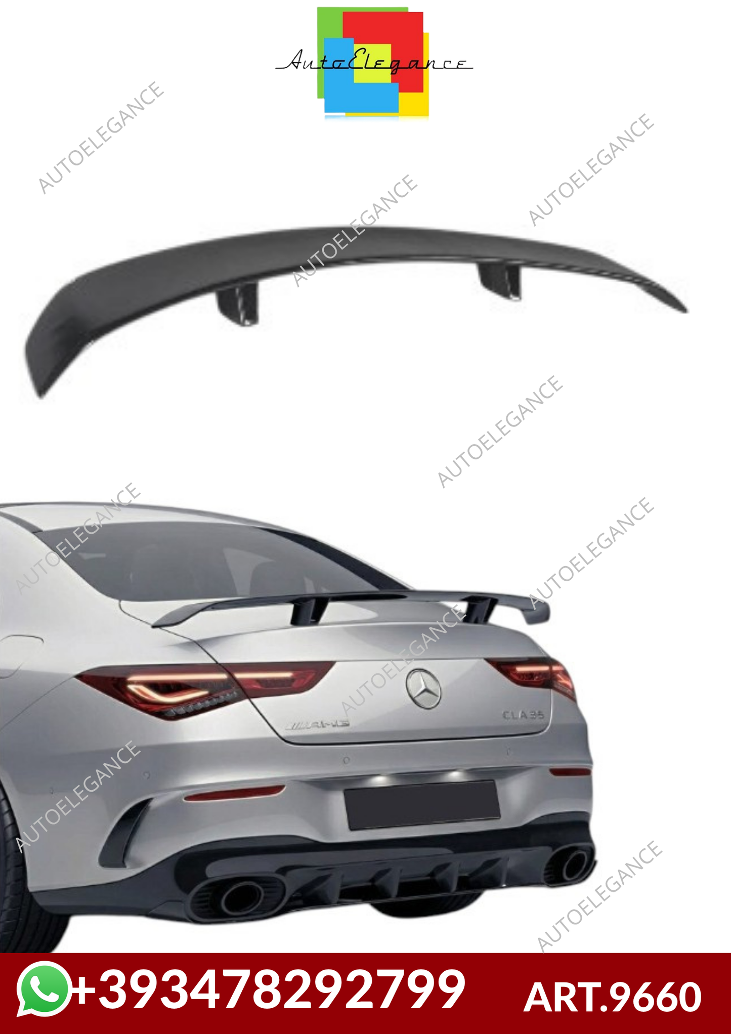 💕ART.9660 SPOILER Mercedes CLA (C118) (2019-On) NERO  LUCIDO 💕