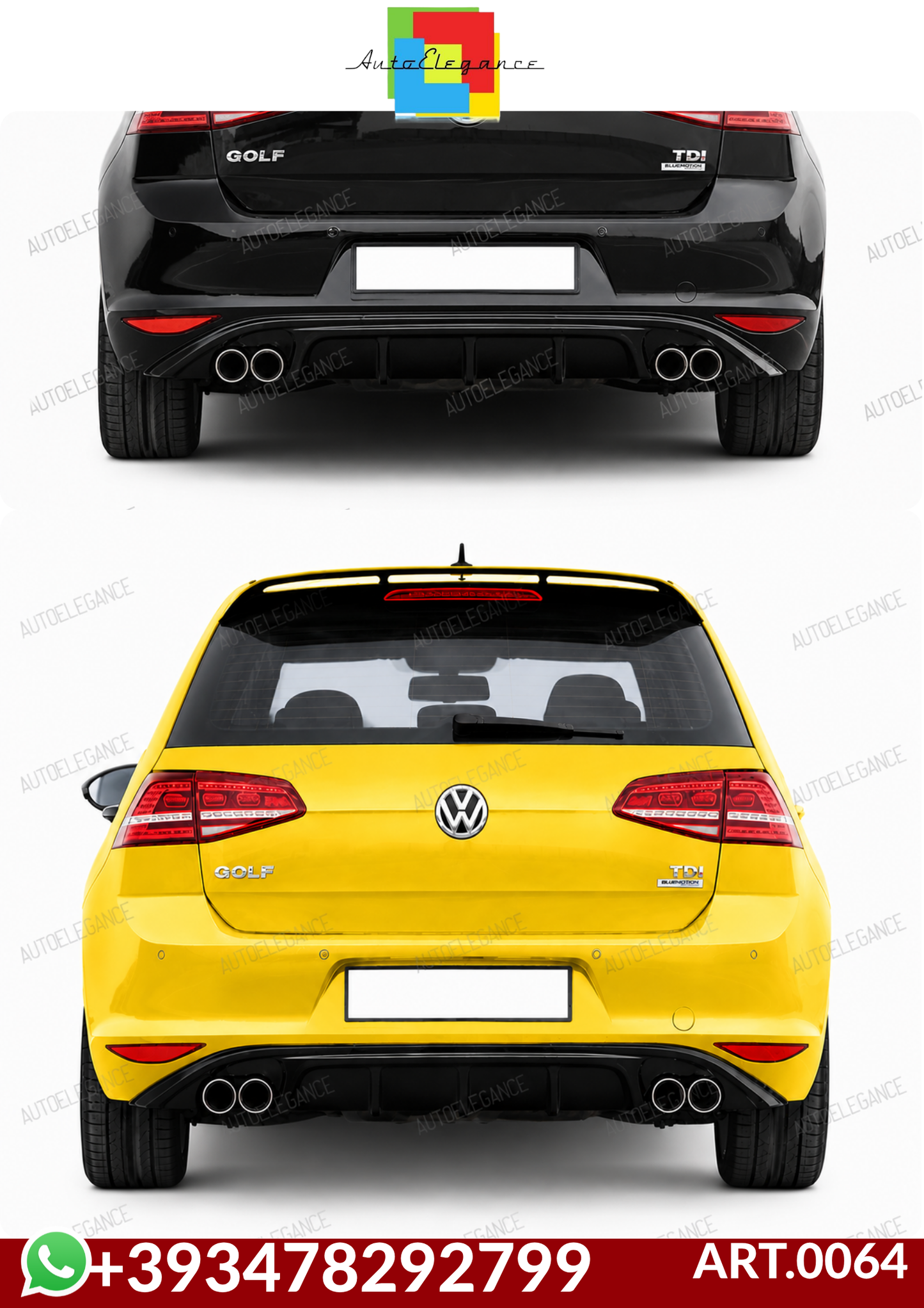 💕ART.0064 DIFFUSORE GOLF 7 STANDARD GTD  NERO LUCIDO💕