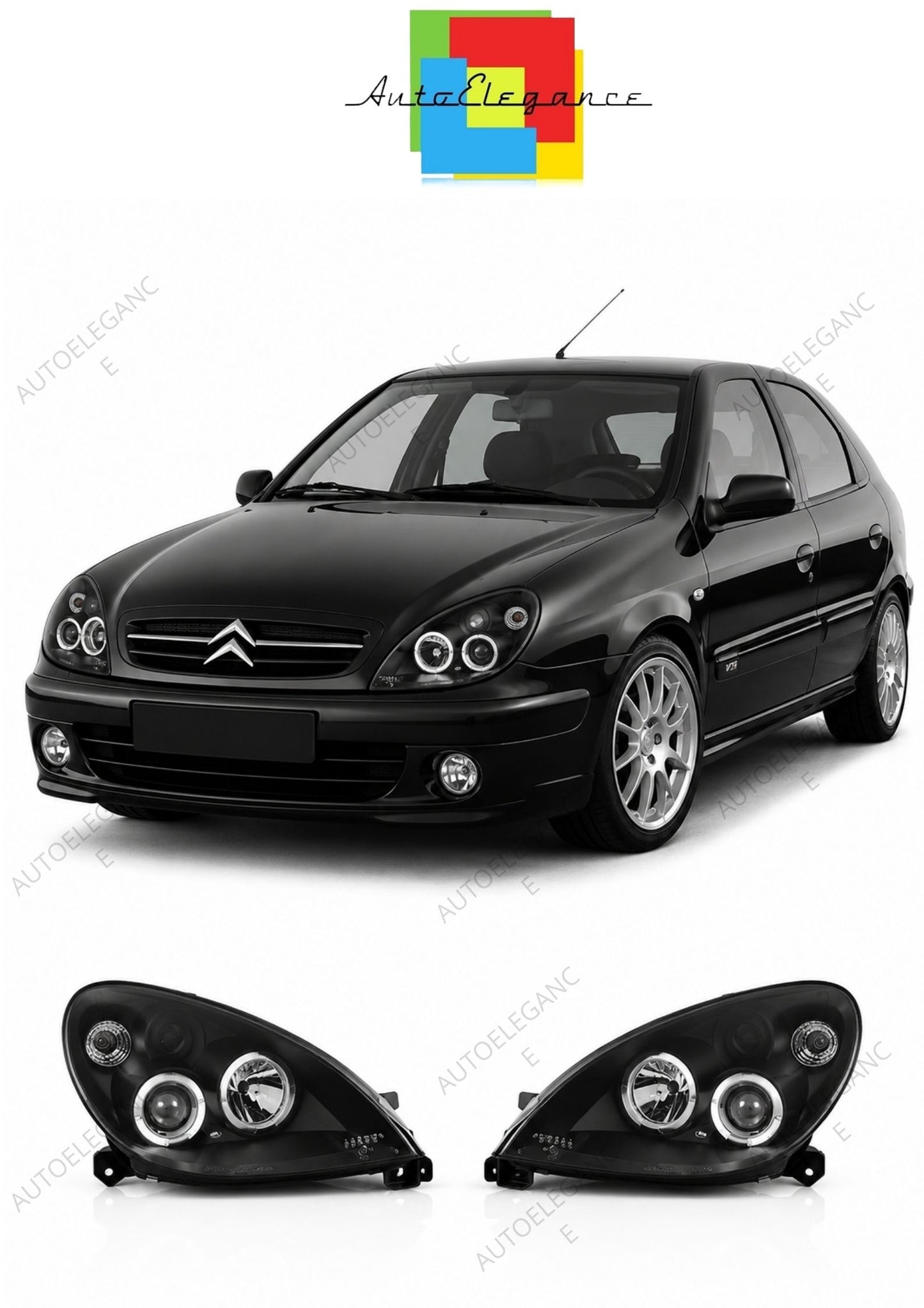 💕 Fari Anteriori Adatto per Citroen Xsara 2000-2004 Angel Eyes Neri 💕
