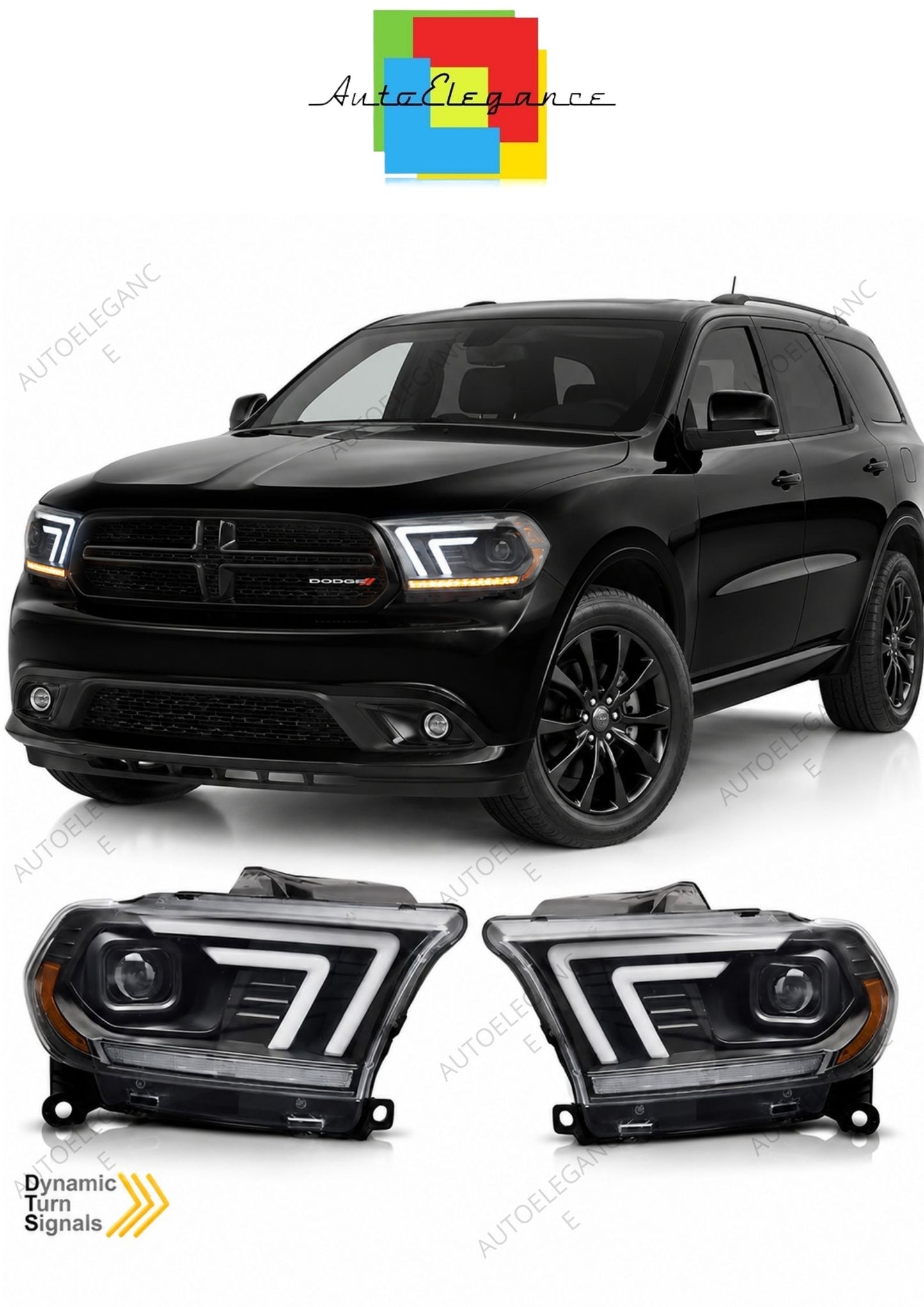 💕 Fari Anteriori Adatto per Dodge Durango 2010-2013 Tube Light LED Neri 💕