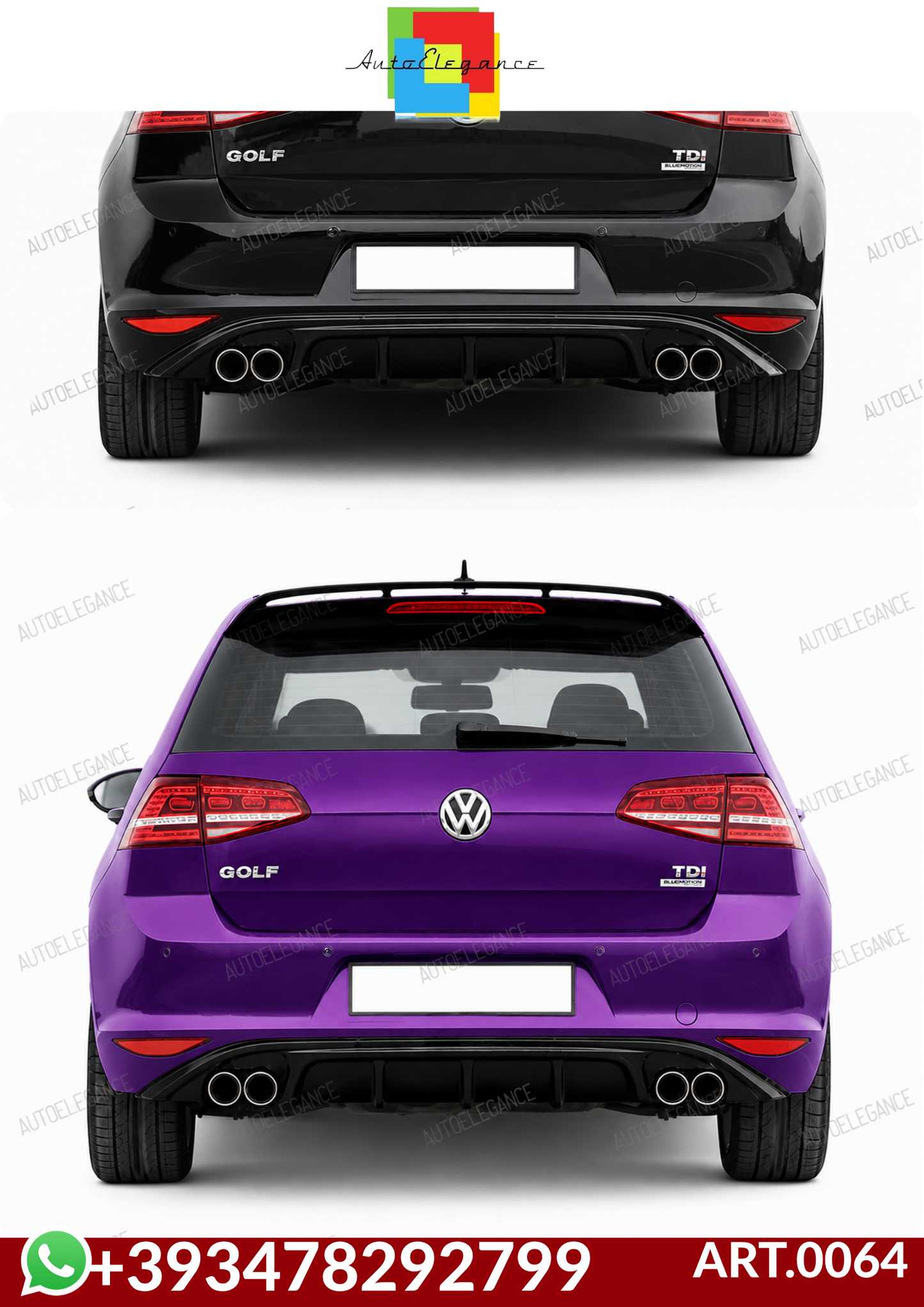 💕ART.0064 DIFFUSORE GOLF 7 STANDARD GTD  NERO LUCIDO💕