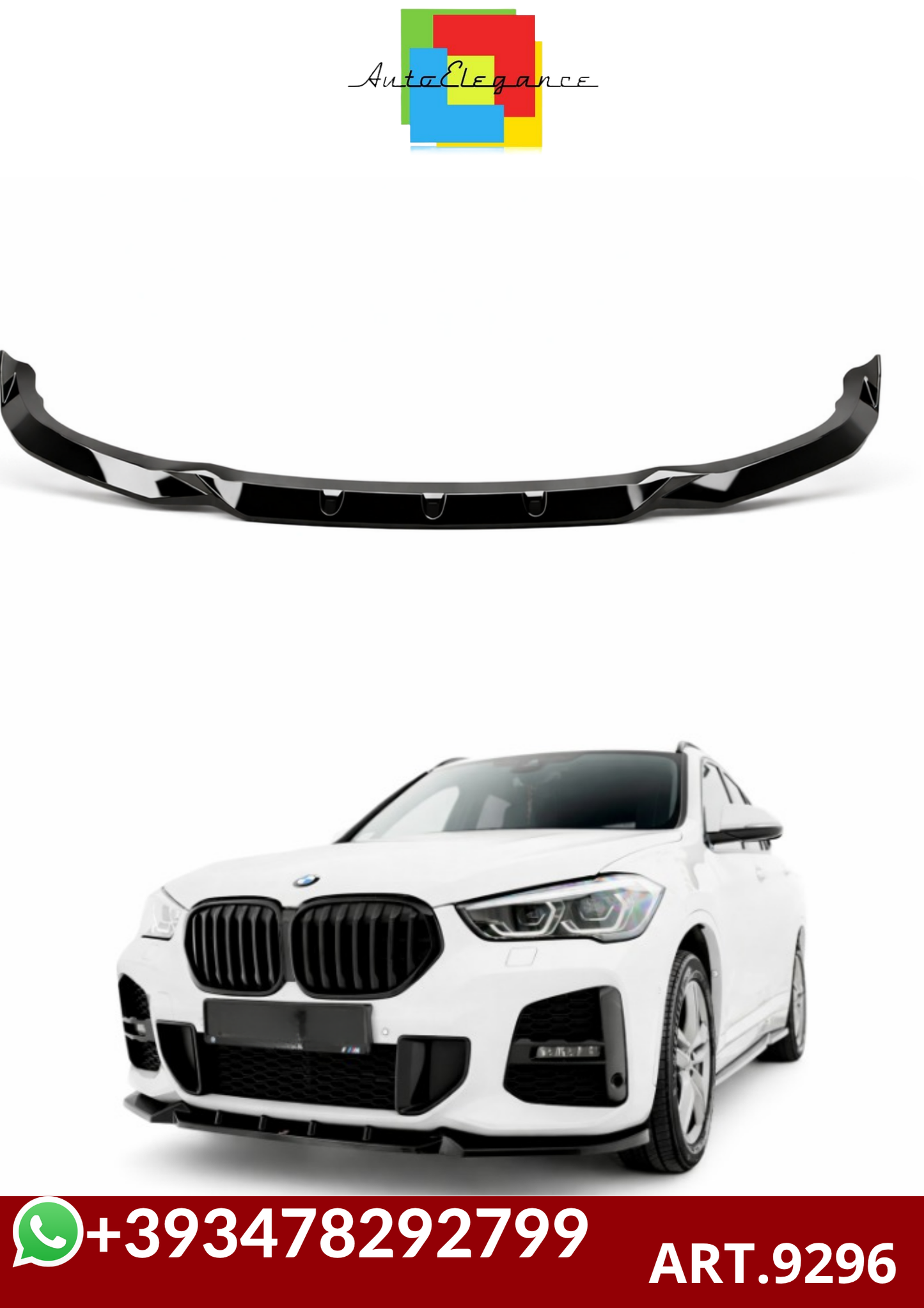 💕ART.9296 SPLITTER   BMW X1 F48 2016+NERO LUCIDO 💕