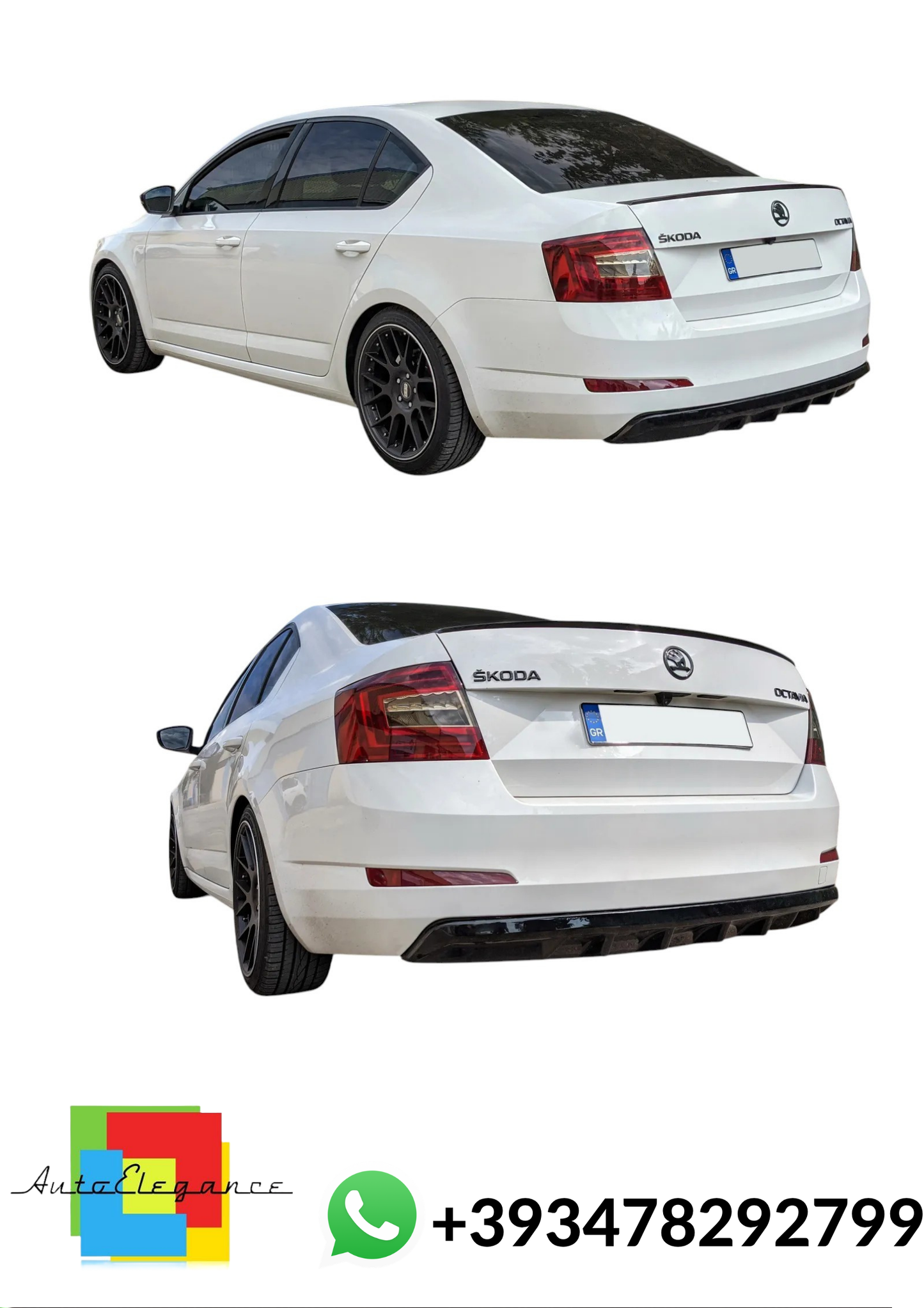 💕DIFFUSORE POSTERIORE Skoda Octavia Mk3 Nero Lucido 💕