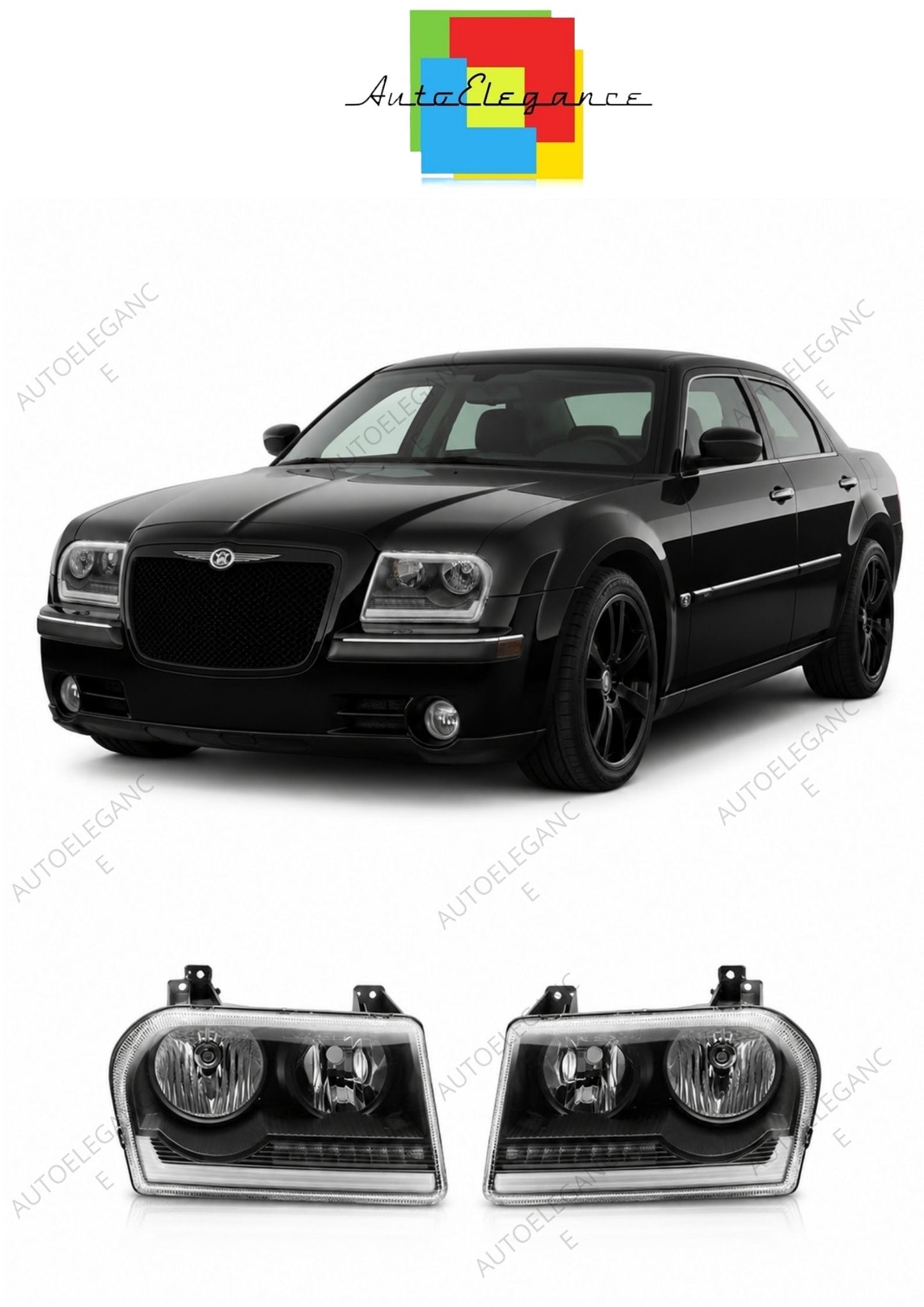 💕 Fari Anteriori Adatto per Chrysler 300 2005-2008 Tube Light LED Neri 💕