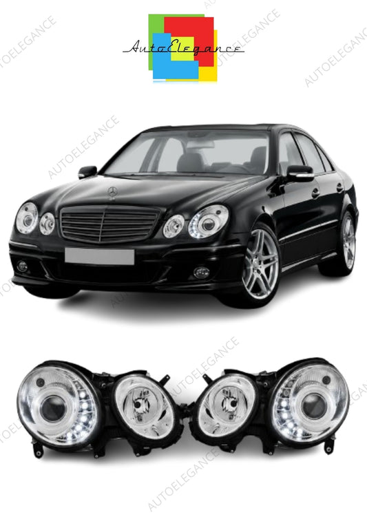 💕 Fari Anteriori Adatto per MERCEDES W211 E-KLASA 2002-2006 Daylight Cromati 💕