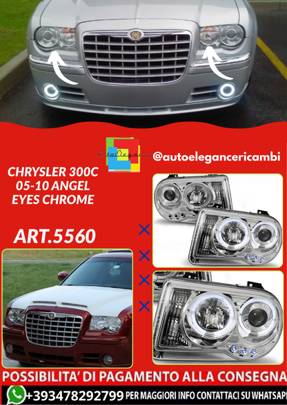 ART.5560  FARI ANTERIORI CHRYSLER 300C 05-10 ANGEL EYES CHROME
