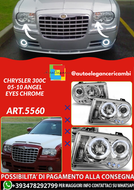 ART.5560  FARI ANTERIORI CHRYSLER 300C 05-10 ANGEL EYES CHROME