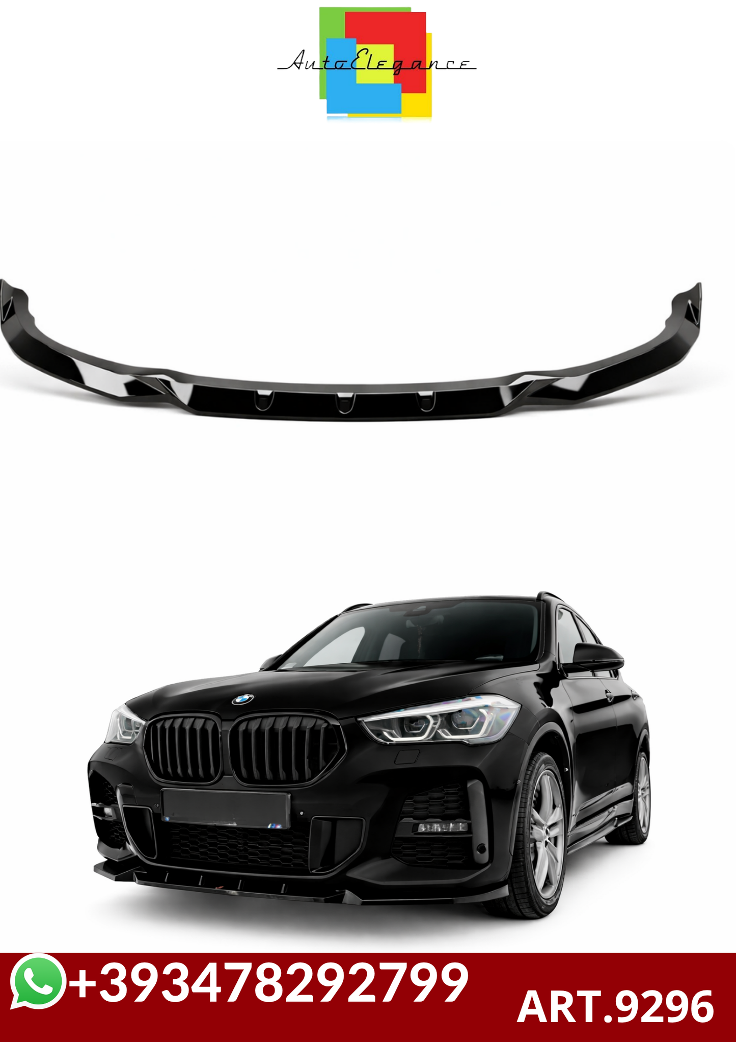 💕ART.9296 SPLITTER   BMW X1 F48 2016+NERO LUCIDO 💕