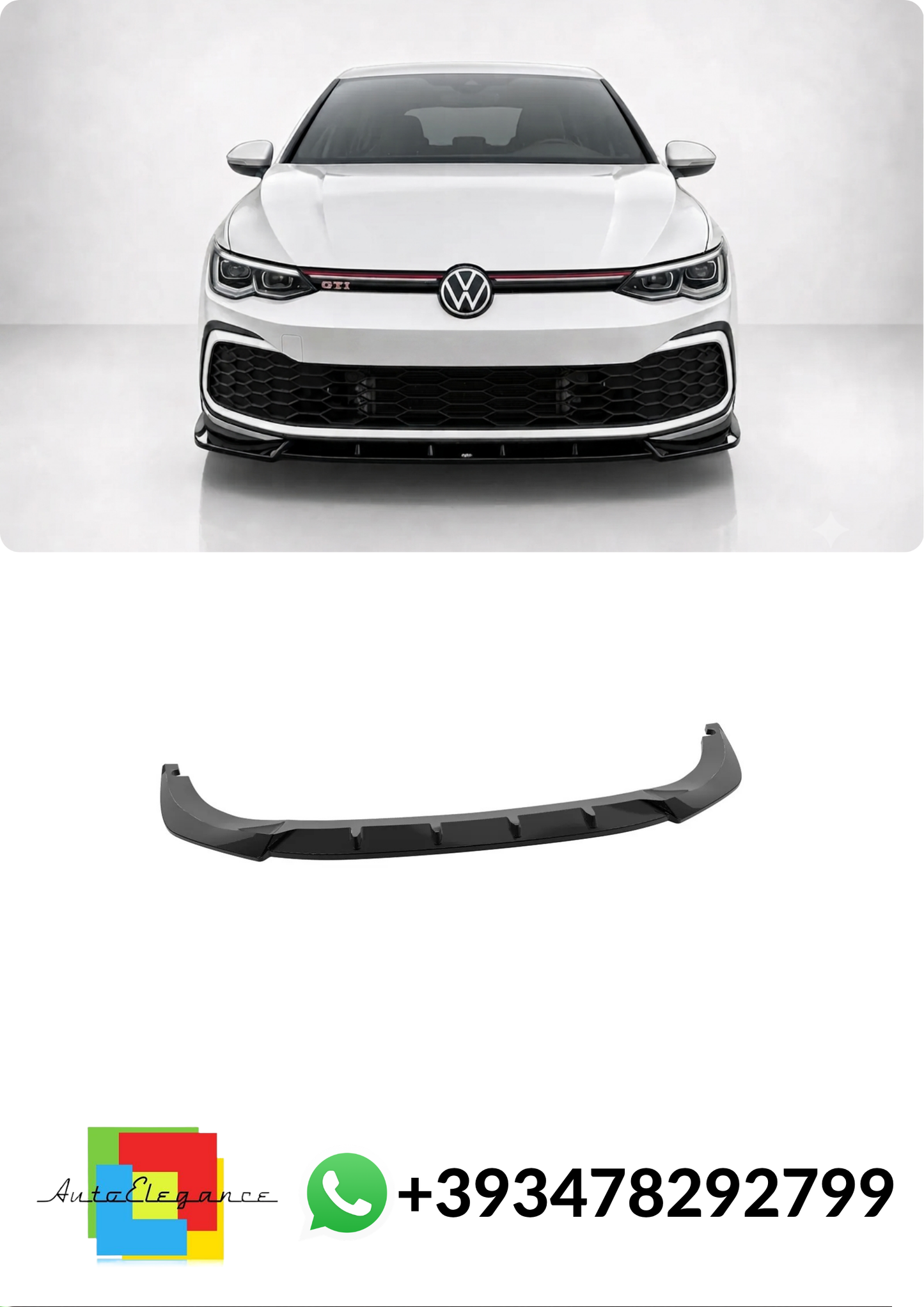 💕SPLITTER ANTERIORE Volkswagen Golf Mk8 GTI / GTE / R-Line NERO LUCIDO💕