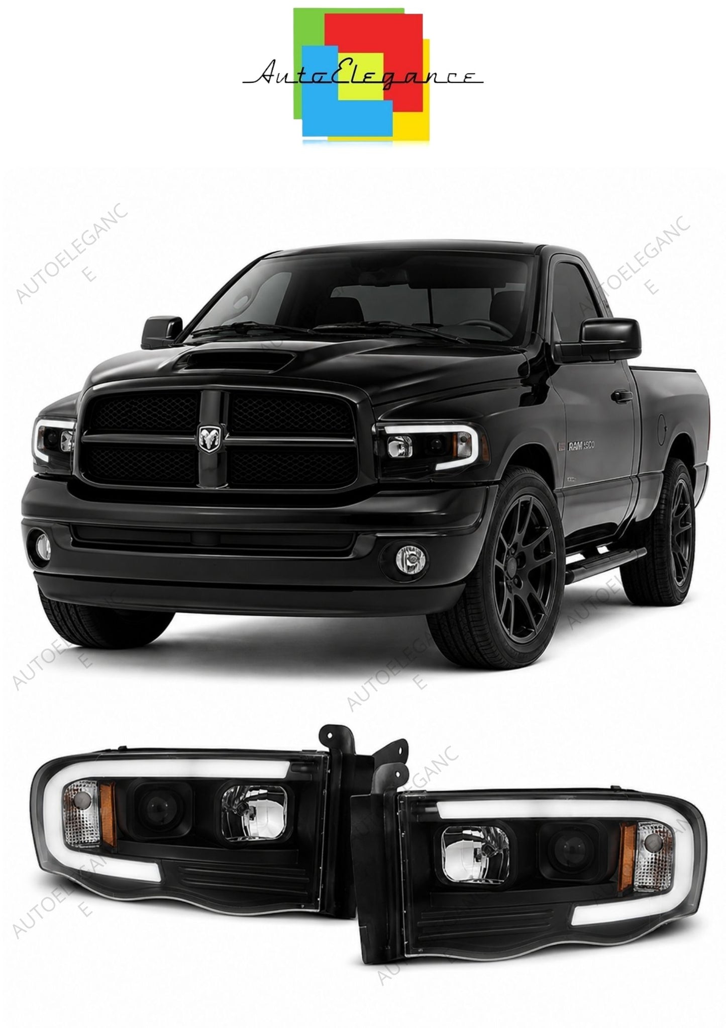 💕 Fari Anteriori Adatto per Dodge RAM 2002-2006 Tube Light LED Neri 💕
