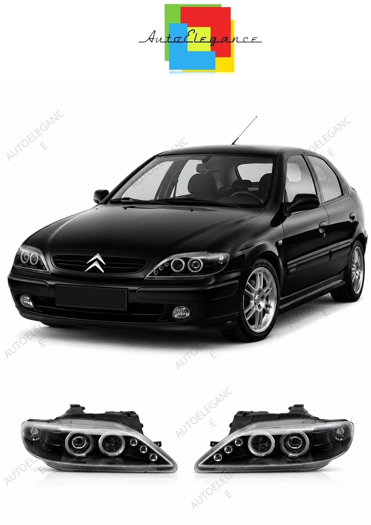 💕 Fari Anteriori Adatto per Citroen Xsara 1997-2000 Angel Eyes Neri 💕
