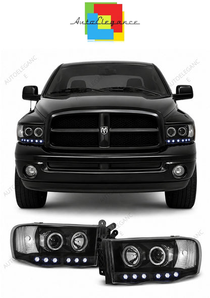 💕 Fari Anteriori Adatto per Dodge RAM 2002-2006 Angel Eyes Neri 💕