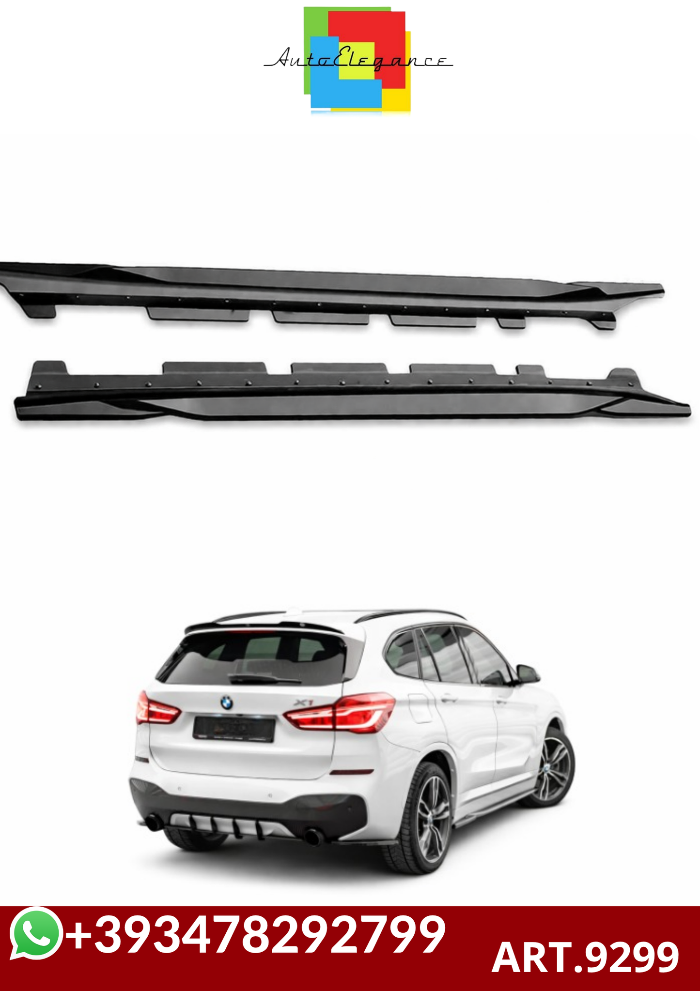 💕ART.9299  SOTTO  MINIGONNE  BMW X1 F48 2016+NERO  LUCIDO  💕