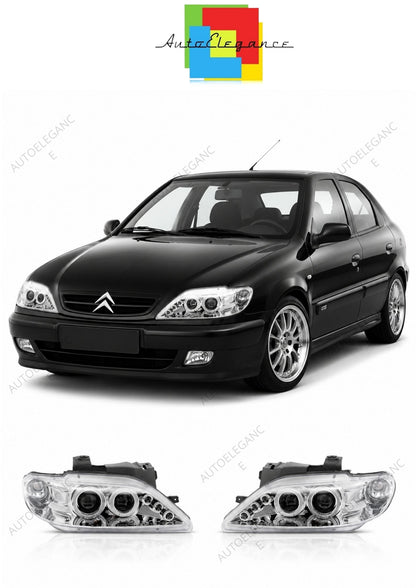 💕 Fari Anteriori Adatto per Citroen Xsara 1997-2000 Angel Eyes Cromati 💕