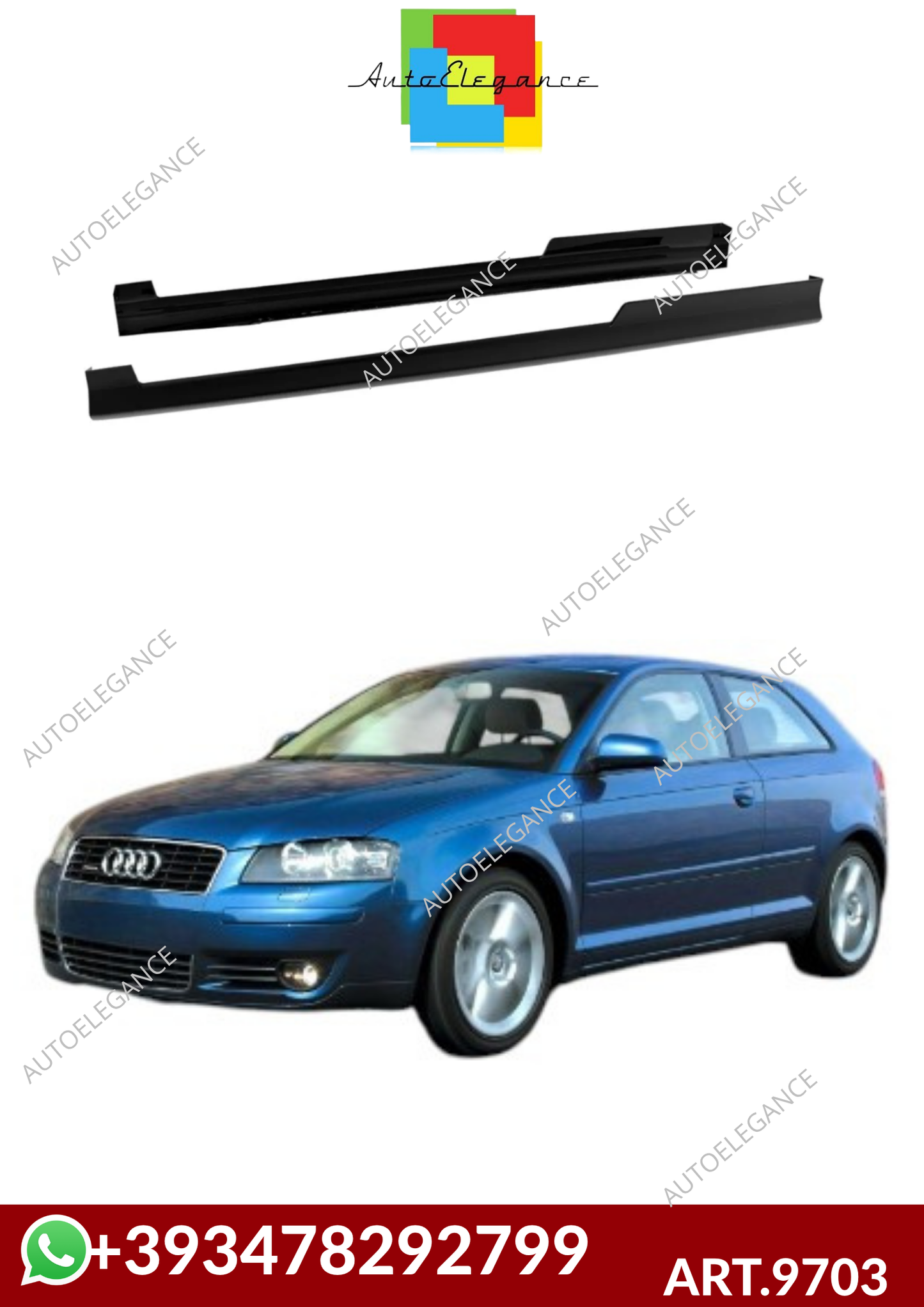 💕ART.9703 MINIGONNE  Audi A3 8P Hatchback (2003-2012) NERO LUCIDO💕