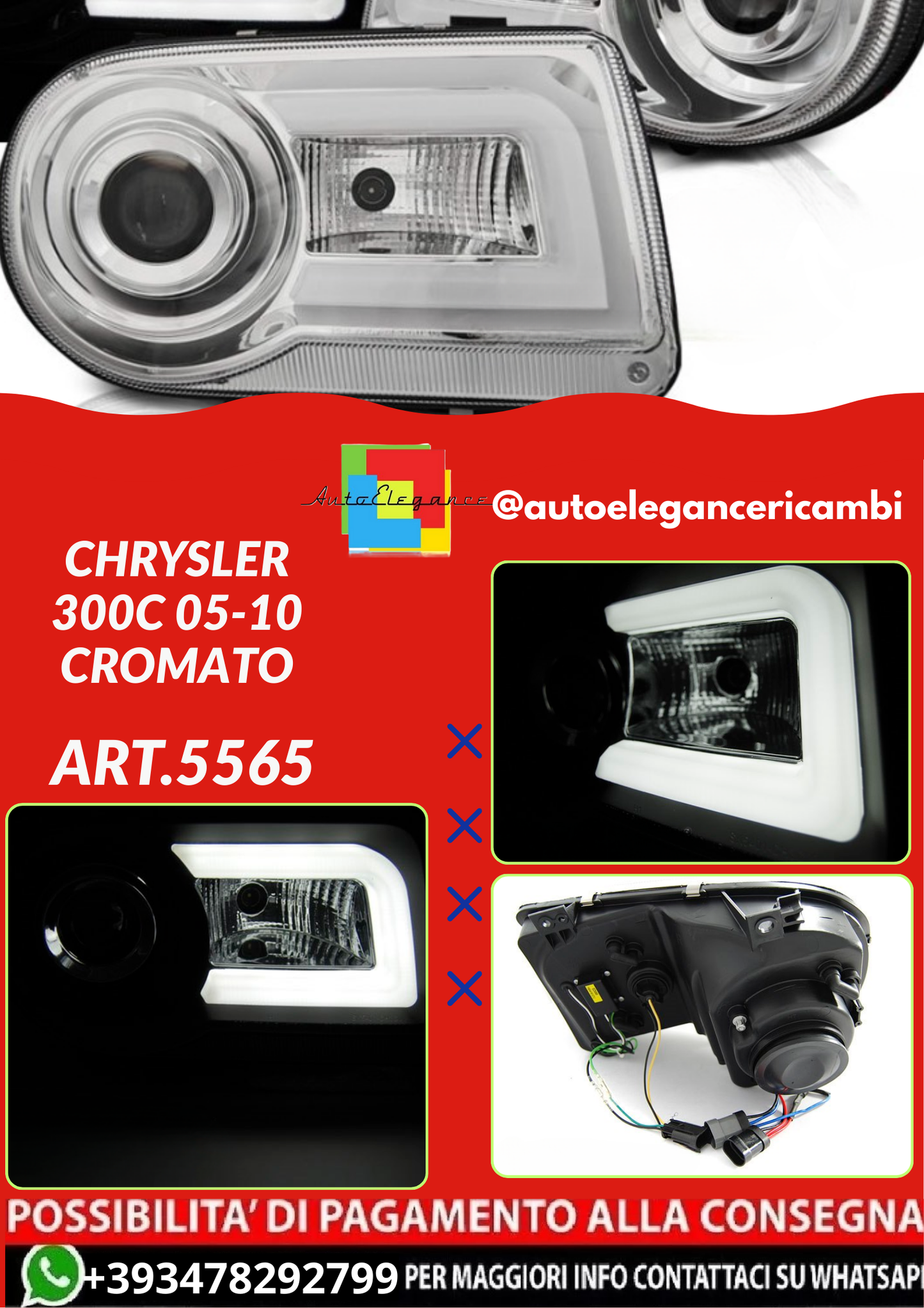 ART.5565 FARI  ANTERIORI CROMATO CHRYSLER 300C 05-10