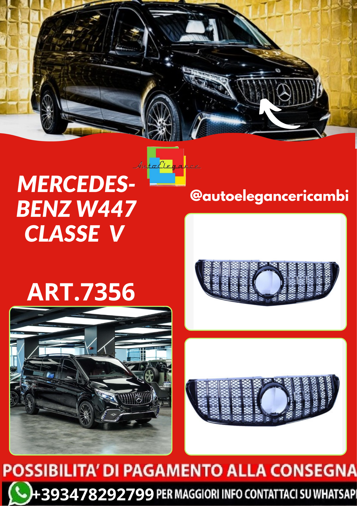 ART.7356  GRIGLIA  Mercedes-Benz W447 CLASSE  V NERO