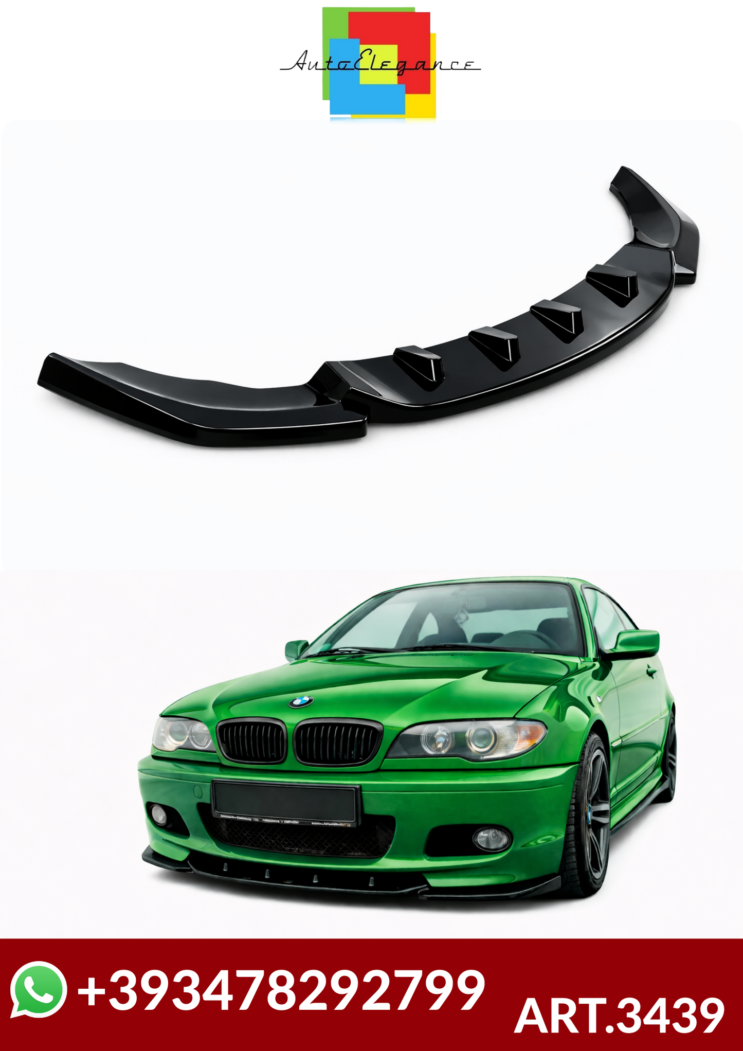 💕ART.3439 Splitter BMW 3 Series E46 / 2001 - 2006 NERO  LUCIDO💕