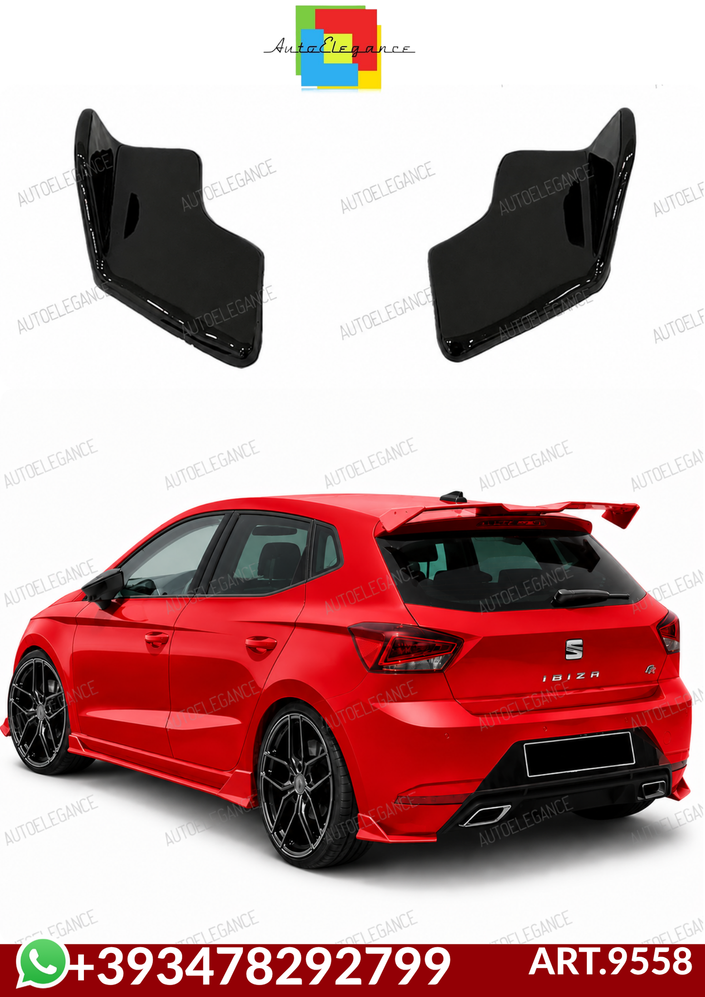 💕ART.9558 FLAP POSTERIORI SEAT IBIZA Mk5 2017  NERO LUCIDO💕