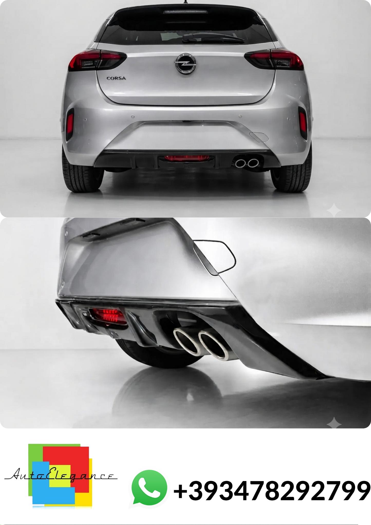 💕DIFFUSORE POSTERIORE Opel Corsa F GS-Line Nero Lucido 💕