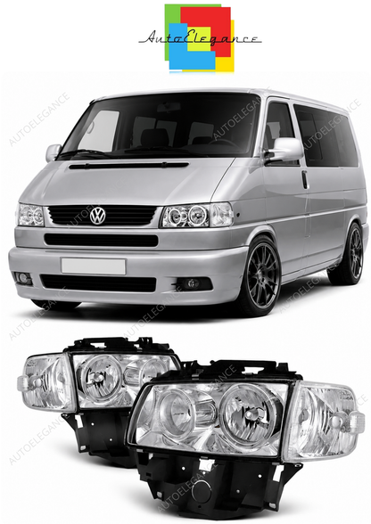 💕 Fari Anteriori Adatto per VW T4 Bus 1996-2003 Angel Eyes Cromati 💕