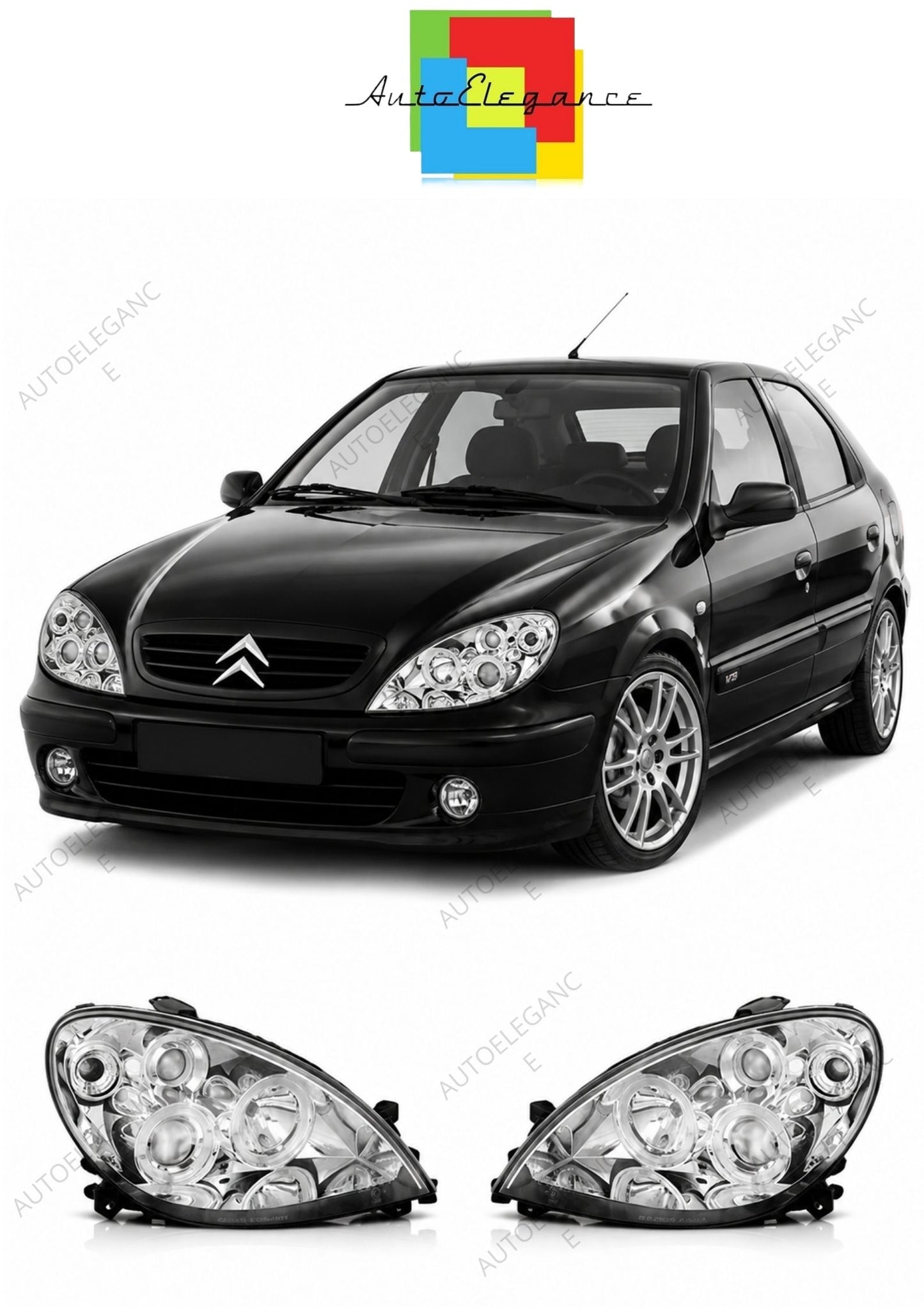 💕 Fari Anteriori Adatto per Citroen Xsara 2000-2004 Angel Eyes Cromati 💕