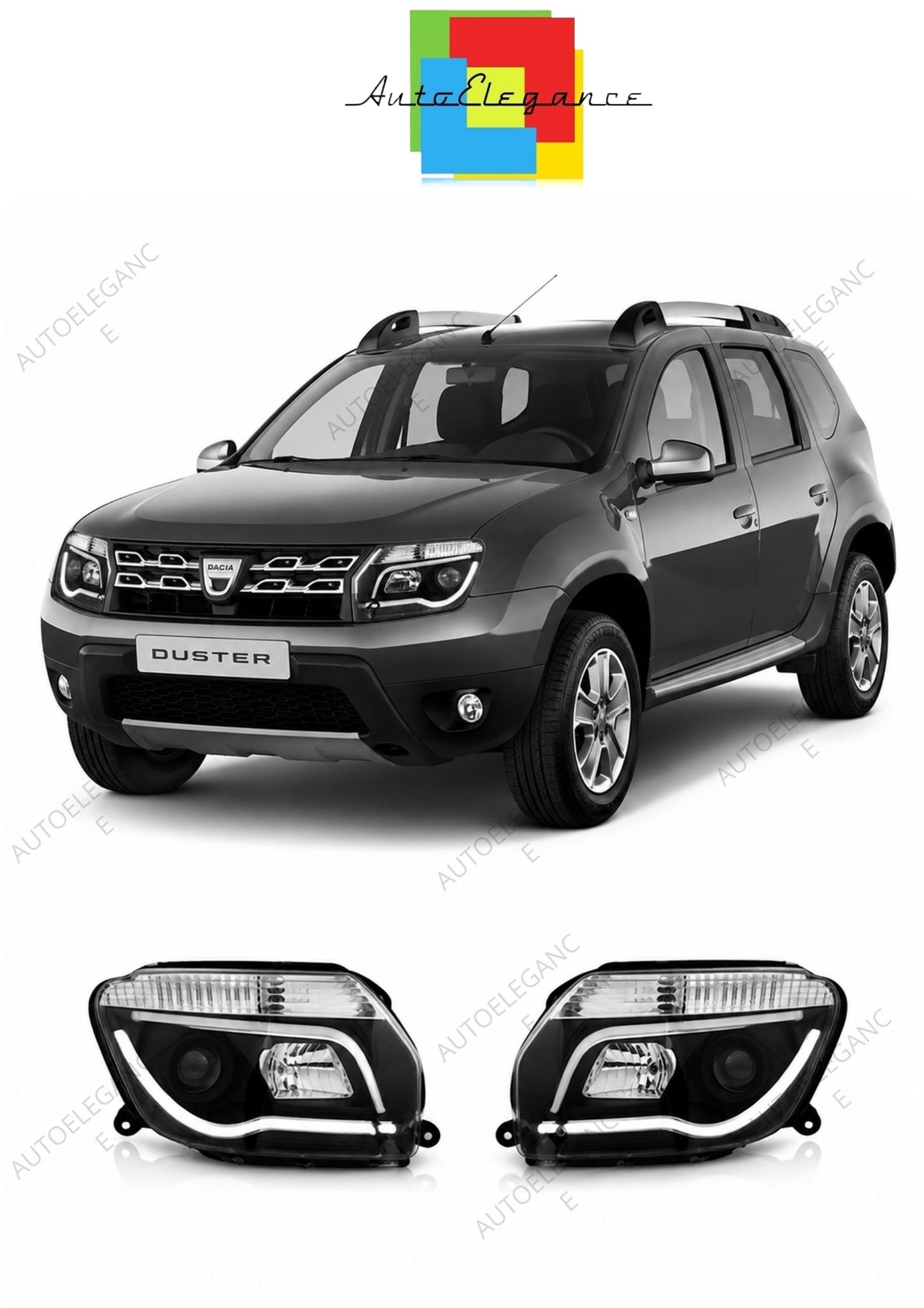 💕 Fari Anteriori Adatto per Dacia Duster 2010-2014 Tube Light LED Neri 💕