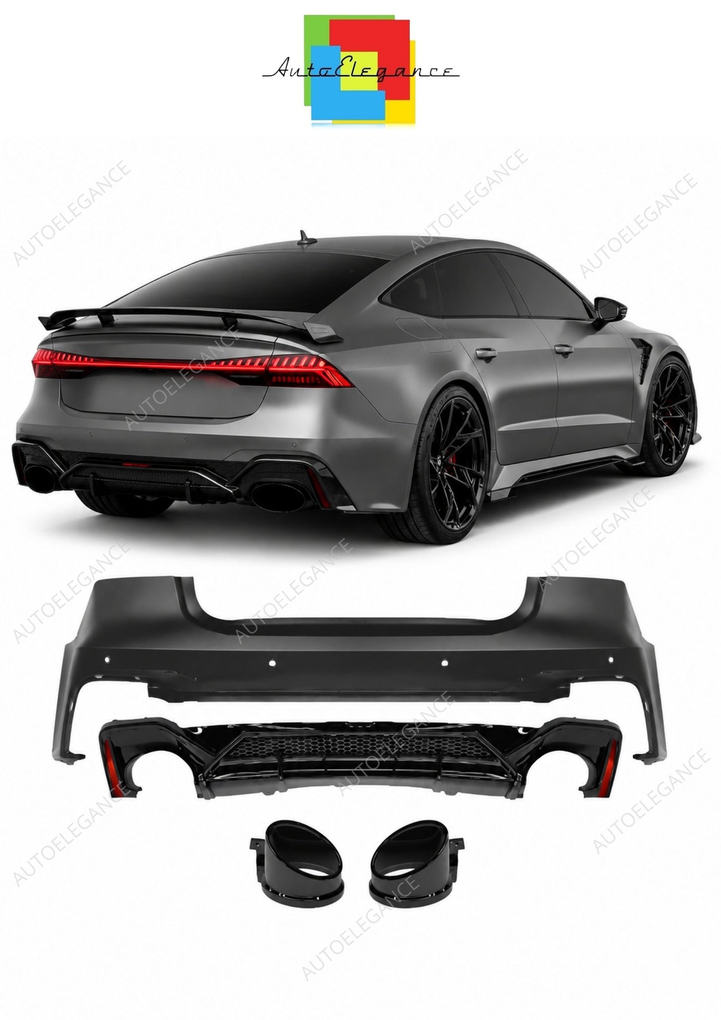 💕 Paraurti Posteriore Adatto per Audi A7 A7L 19-23 RS7 ABT Look 💕