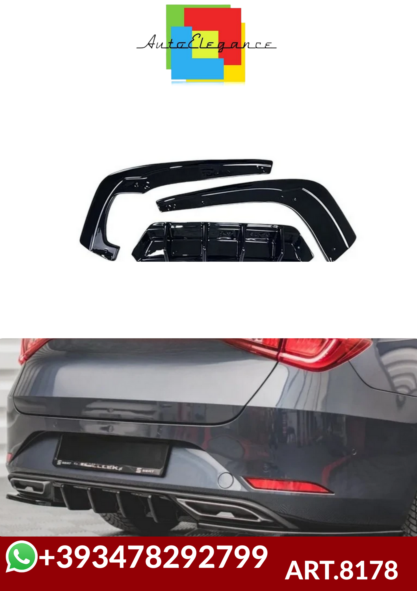 💕ART.8178  SPLITTER POSTERIORI SEAT LEON FR ST Mk4 2020 -2025 💕