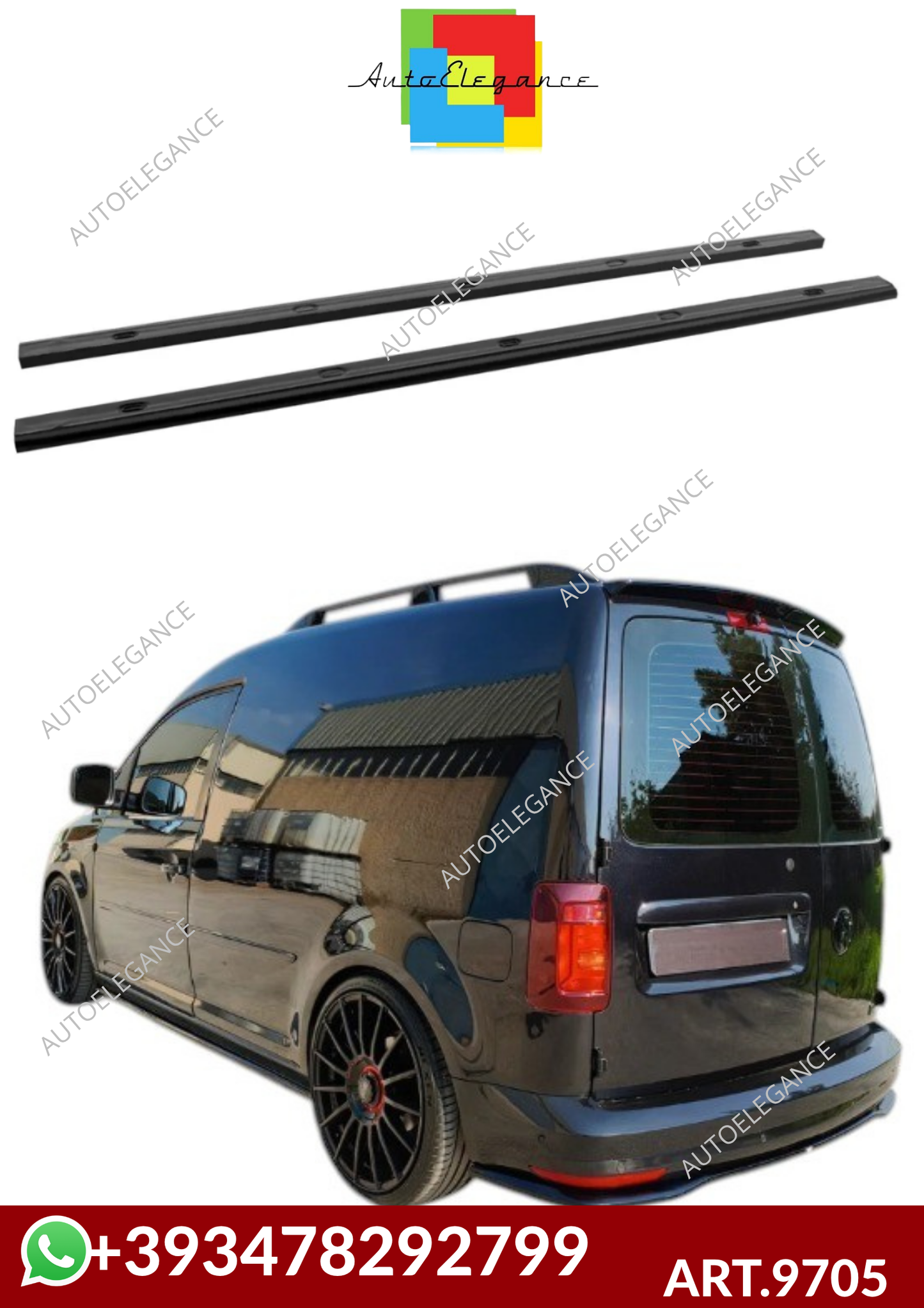 💕ART.9705 SOTTO MINIGONNE Volkswagen Caddy Mk4 NERO LUCIDO 💕