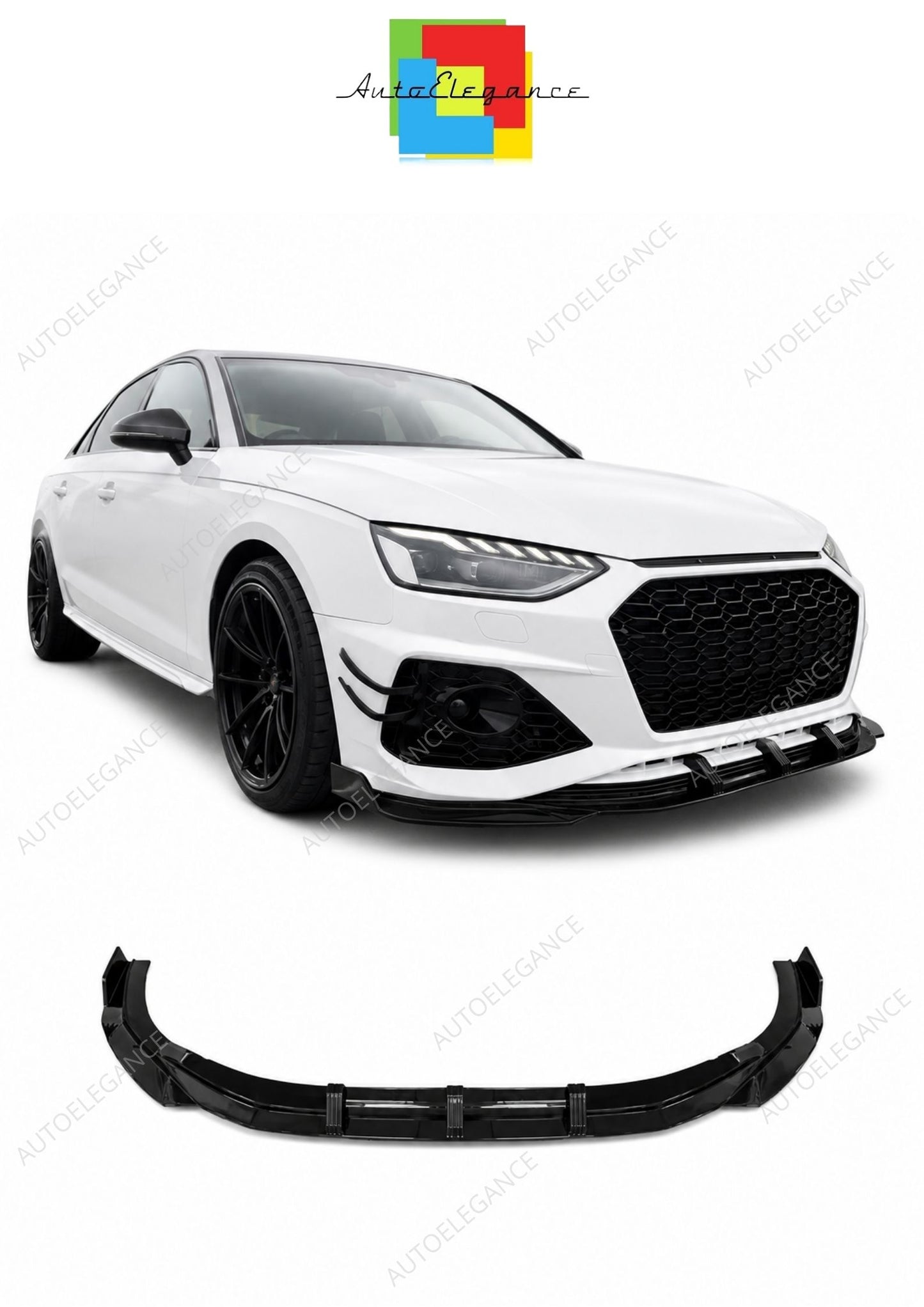 💕 Spoiler Lip Adatto per Audi A4 B9 21+ Look RS4 Nero Lucido 💕