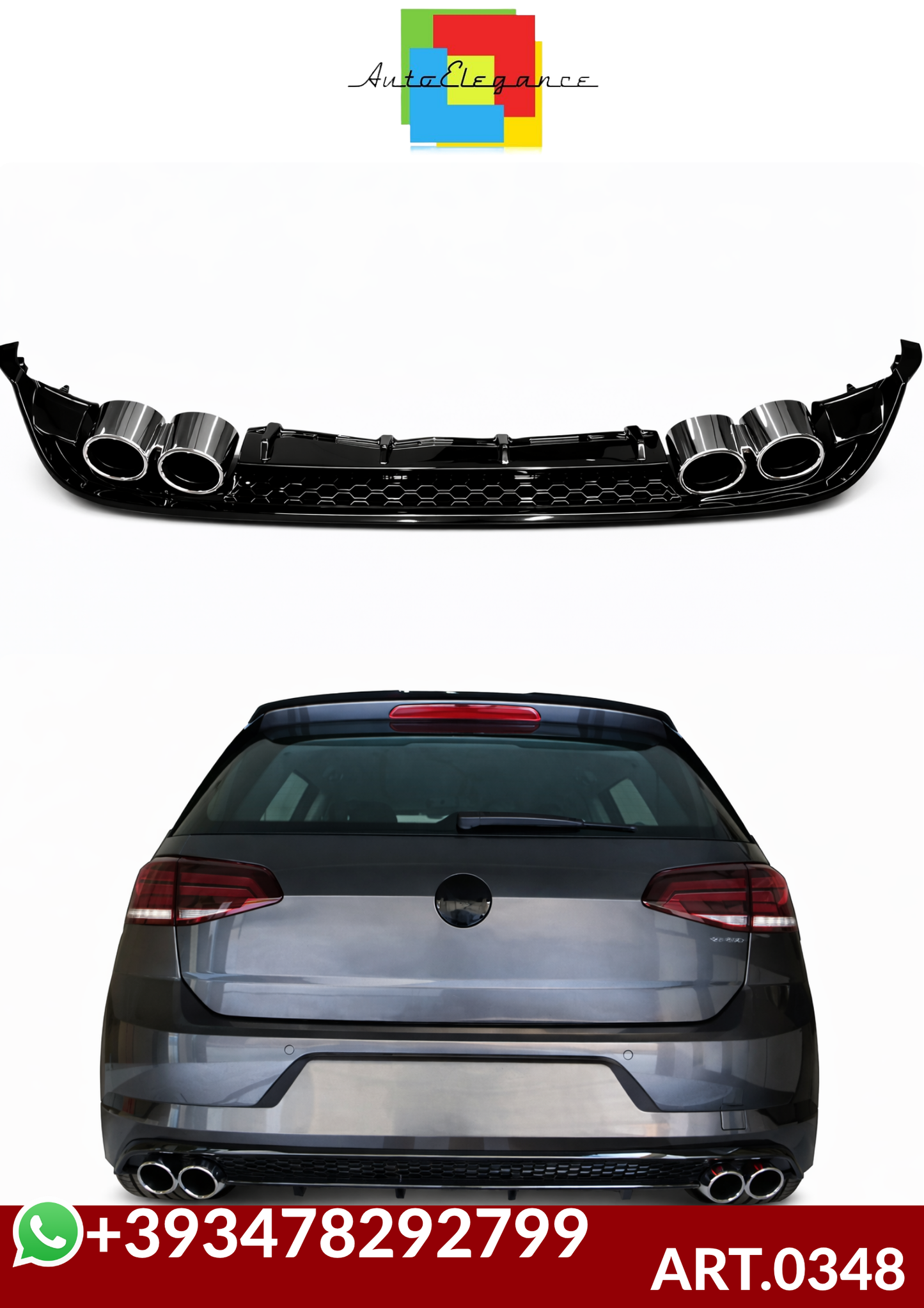 💕ART.0348 DIFFUSORE VW GOLF 7.5 2+2 NERO LUCIDO💕