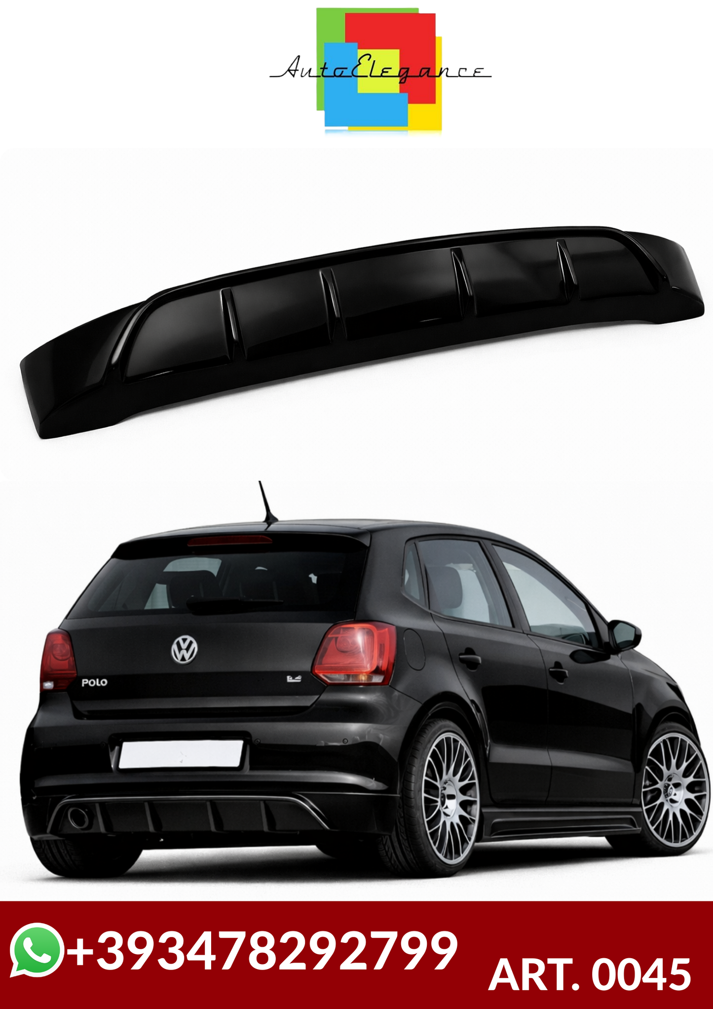 💕ART. 0045 DIFFUSORE VW  POLO 6R 2009-2014 NERO LUCIDO💕