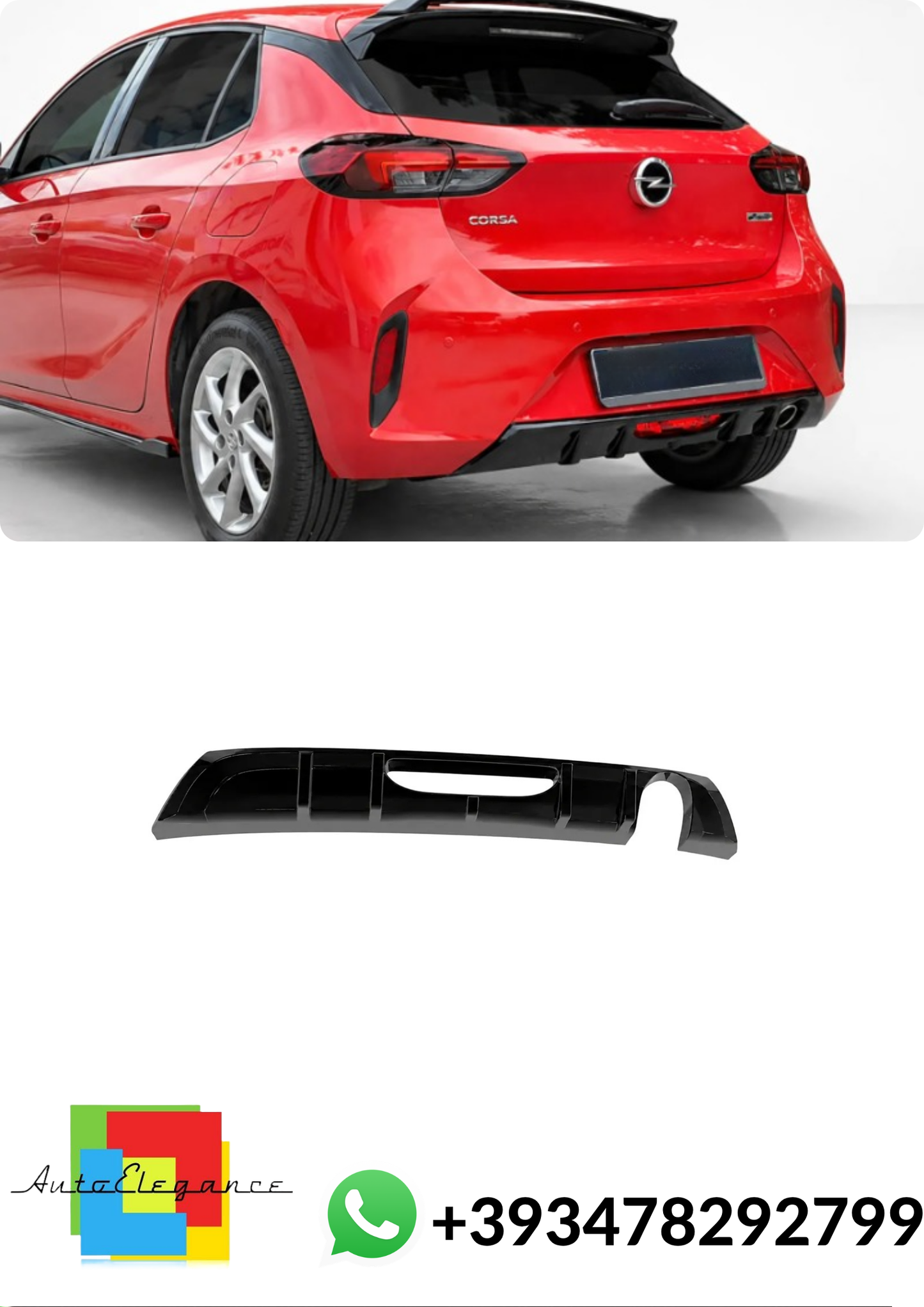 💕DIFFUSORE POSTERIORE Opel Corsa F GS-Line Nero Lucido 💕