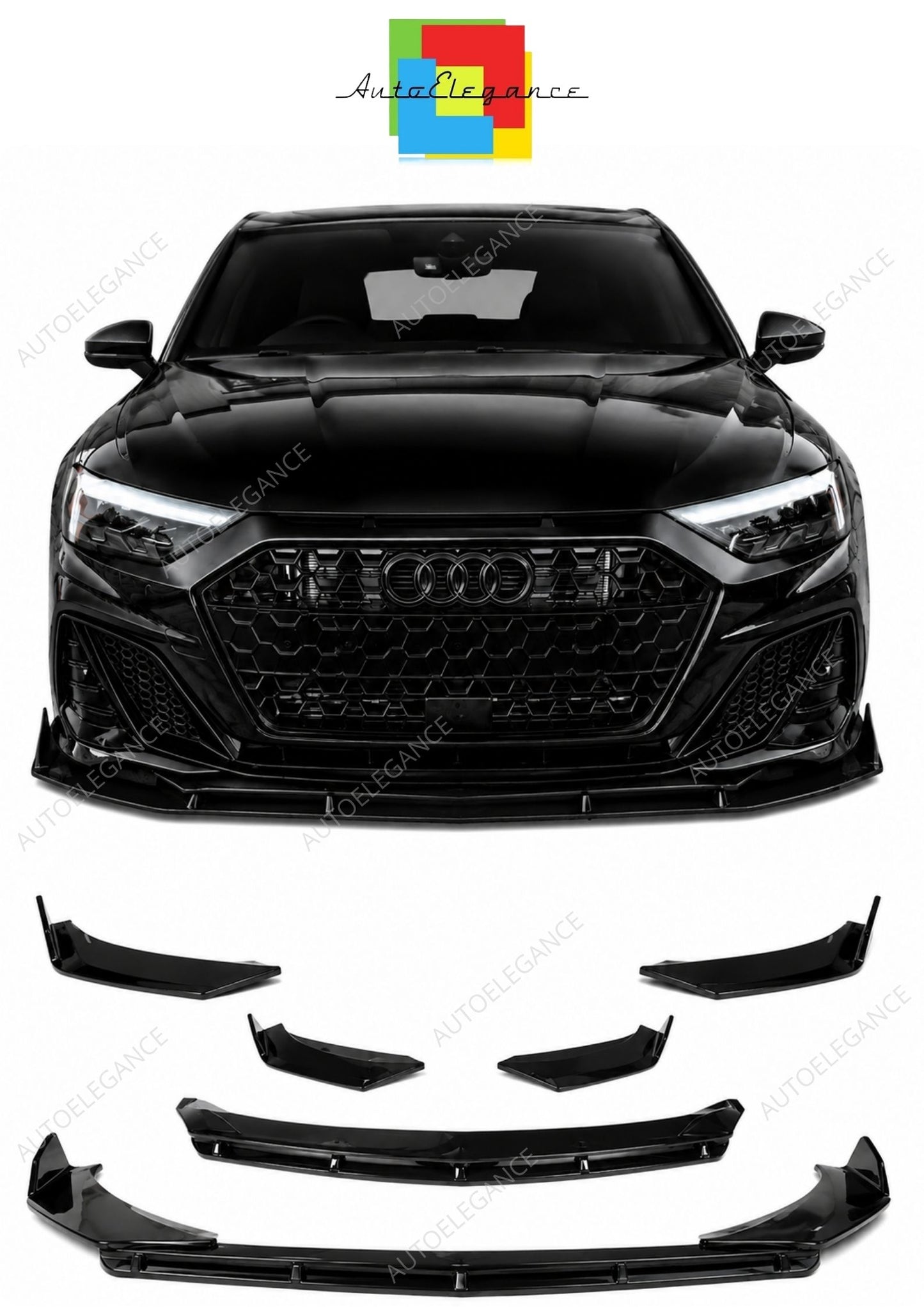 💕 Splitter Anteriore Adatto per Audi A1 GB 18+ Nero Lucido ABS Sport 💕