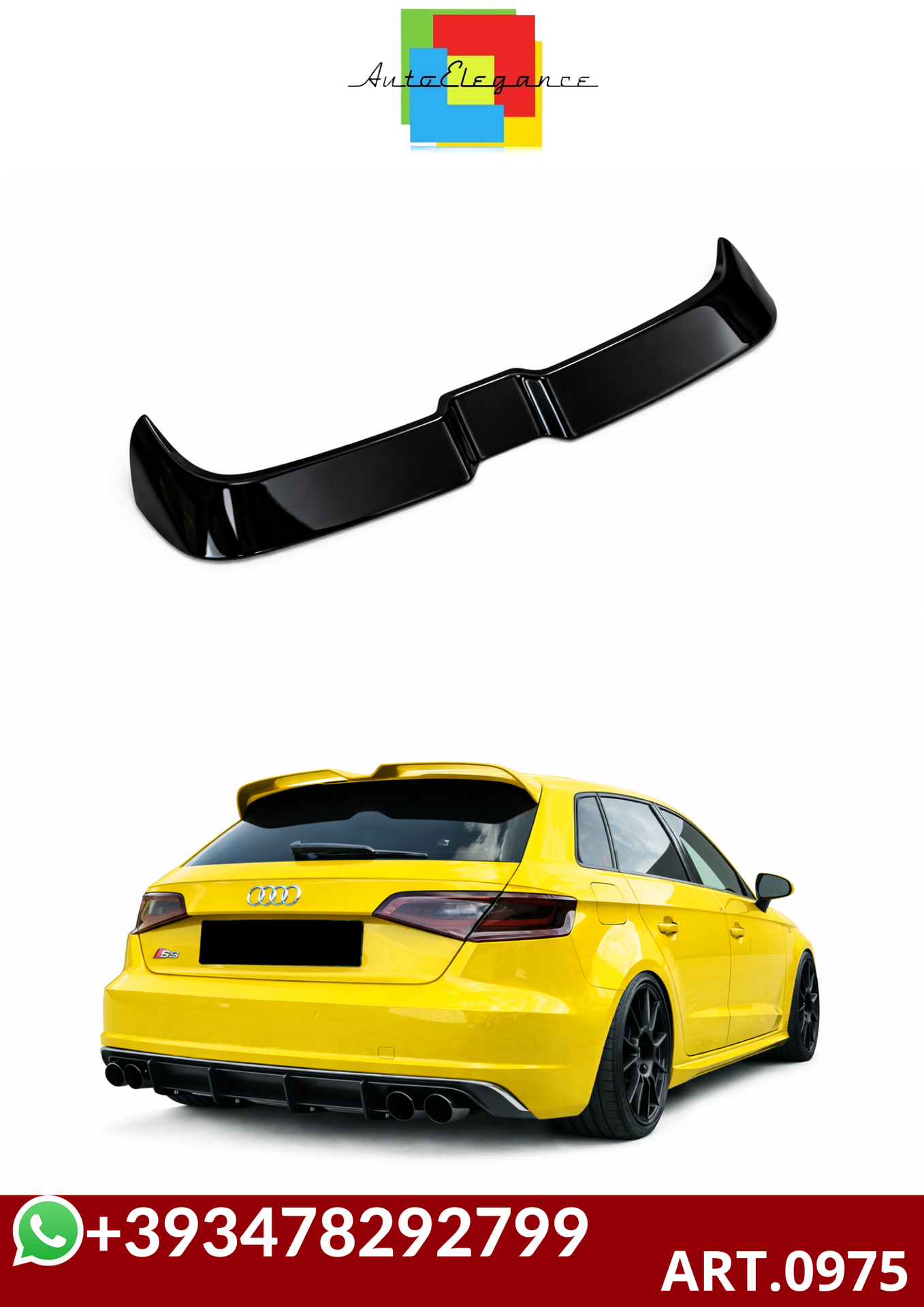 💕ART.0975 Spoiler Audi A3 8v 12-20 nero lucido look OETTINGER💕