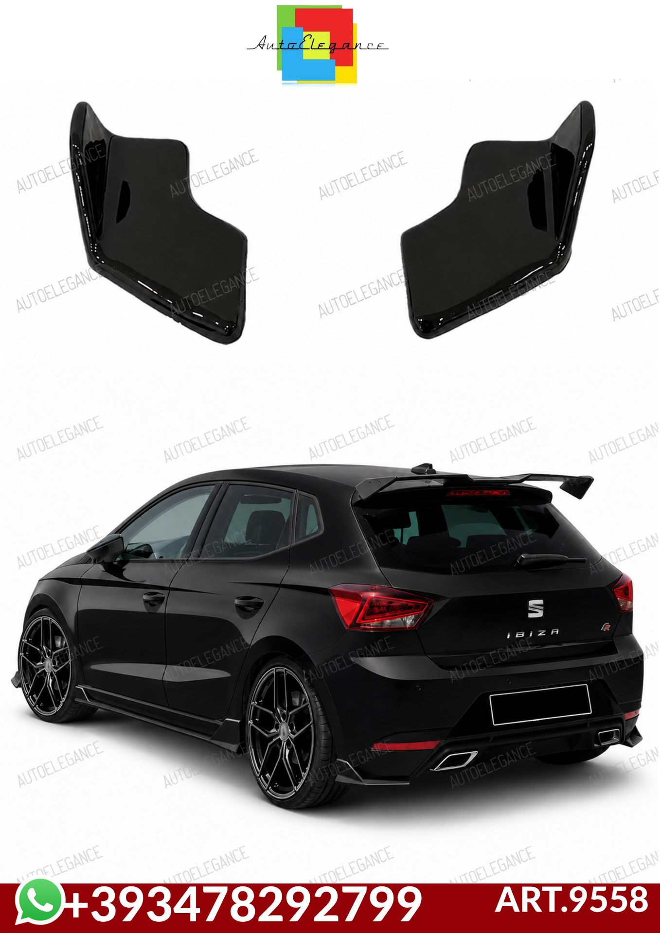 💕ART.9558 FLAP POSTERIORI SEAT IBIZA Mk5 2017  NERO LUCIDO💕