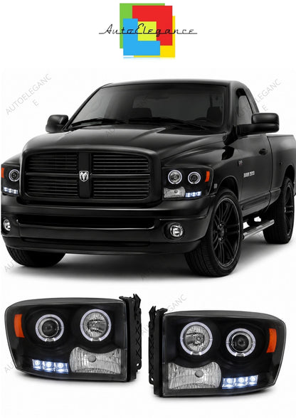 💕 Fari Anteriori Adatto per Dodge RAM 2006-2008 Angel Eyes Neri 💕