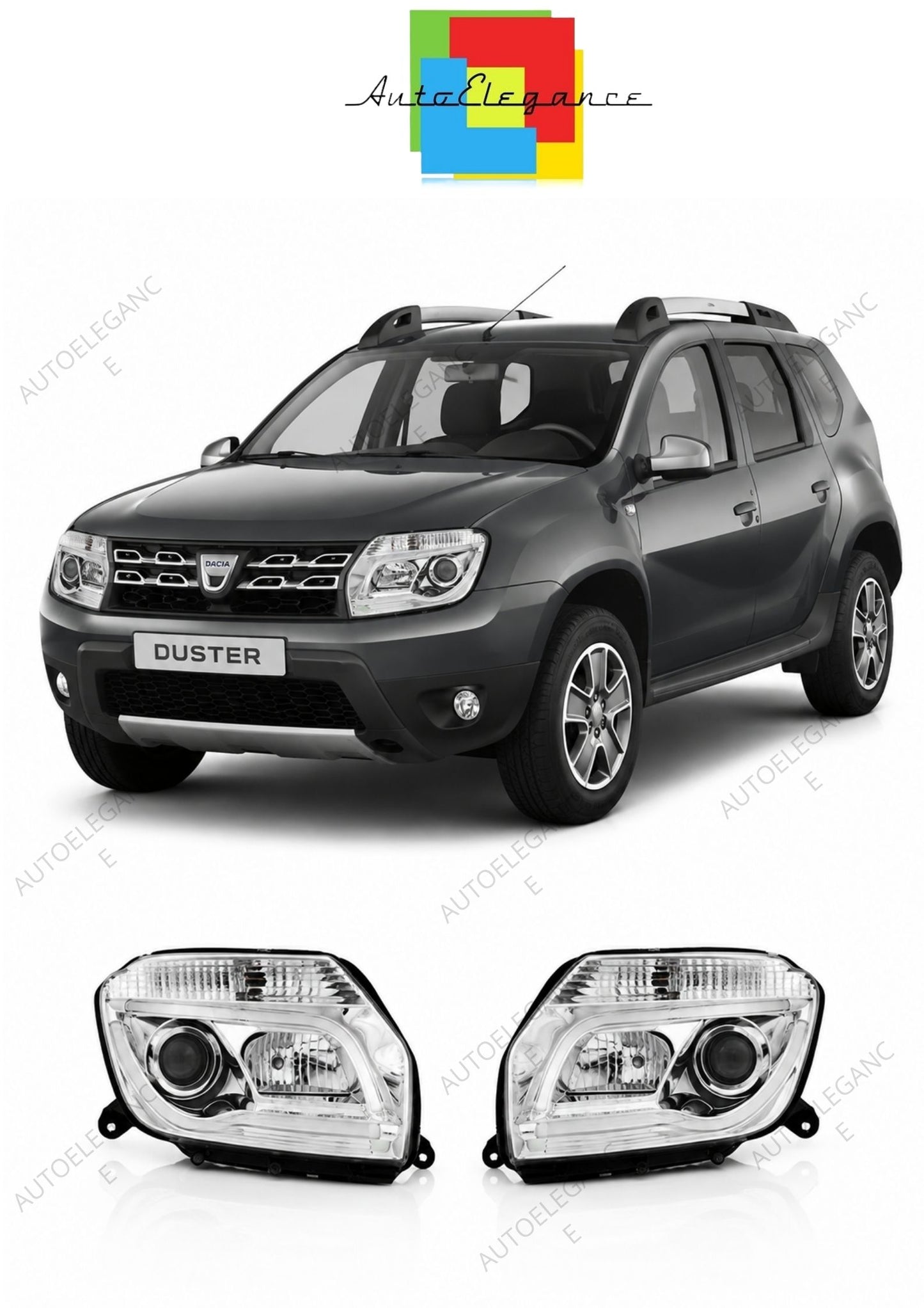 💕 Fari Anteriori Adatto per Dacia Duster 2010-2014 Tube Light LED Cromati 💕