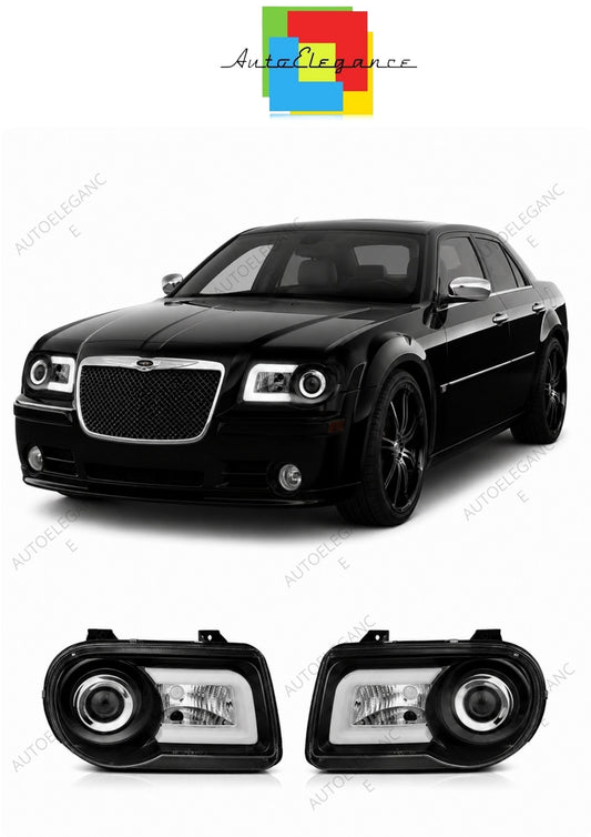 💕 Fari Anteriori Adatto per Chrysler 300C 2005-2010 Tube Light LED Neri 💕