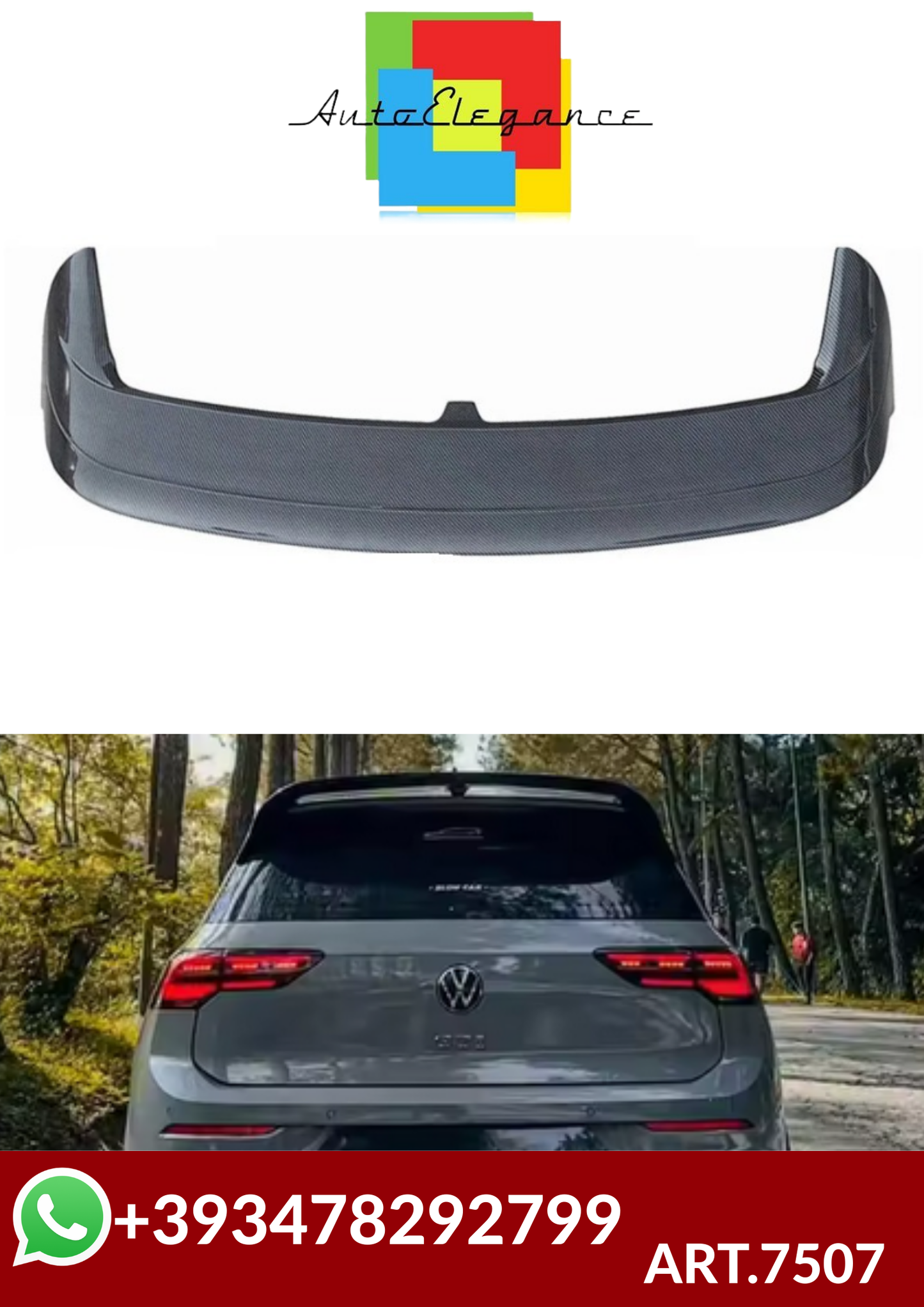 ART.7507  SPOILER  VW Golf 8 MK8 GTI GTD R 2020 -2023