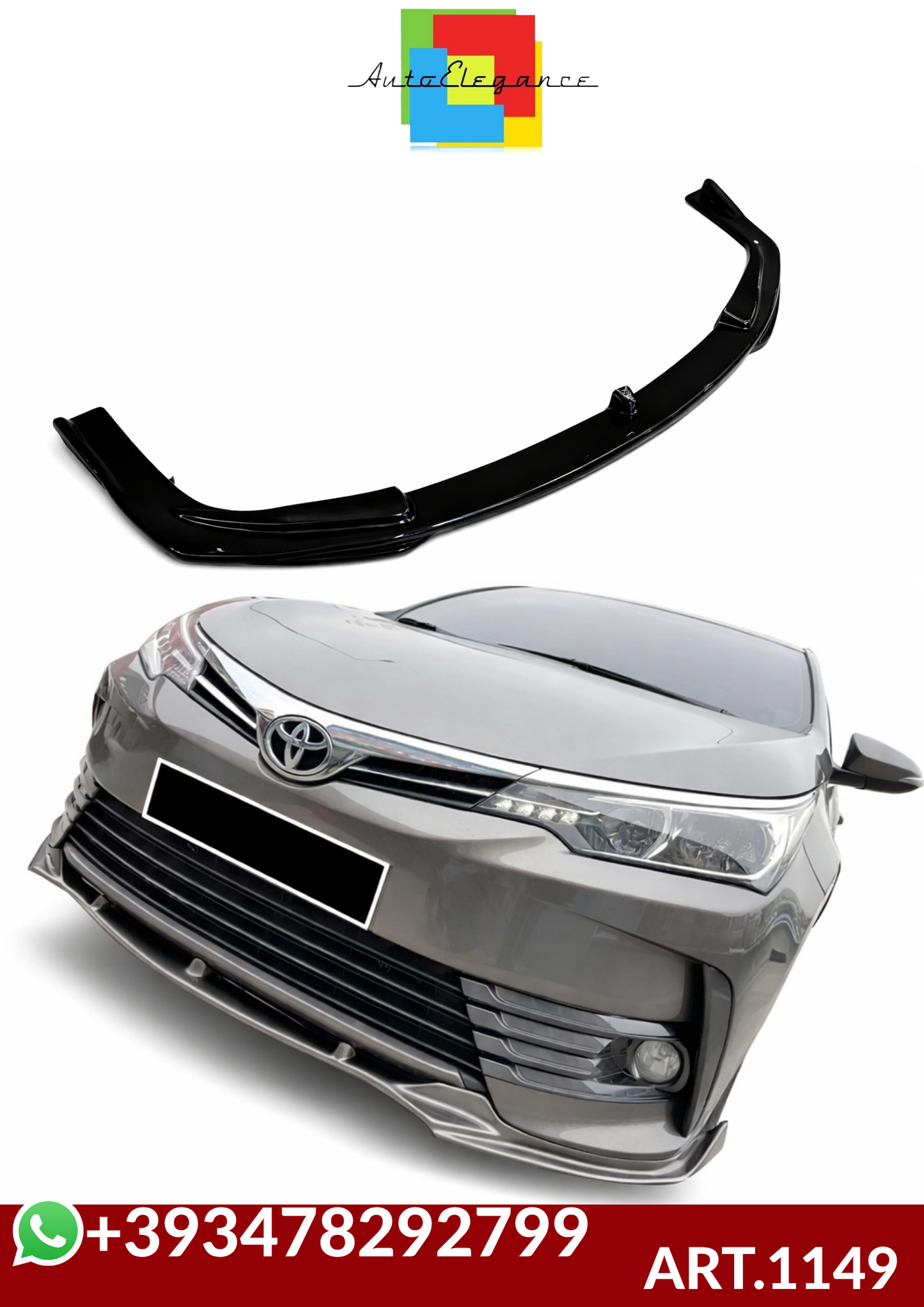 💕ART.1149 SPLITTER TOYOTA COROLLA E 170 2017-2018 ELITE NERO LUCIDO💕