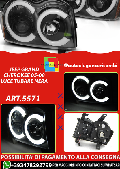 ART.5571 FARI ANTERIORI JEEP GRAND CHEROKEE 05-08 LUCE TUBARE NERA