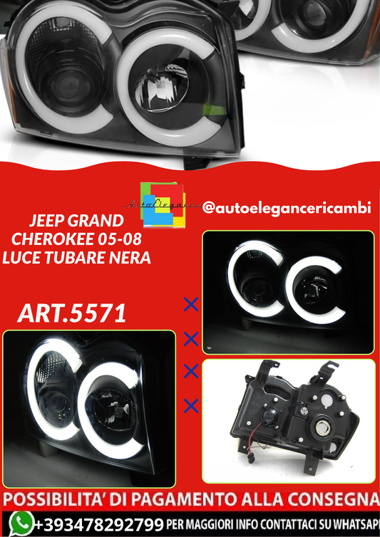 ART.5571 FARI ANTERIORI JEEP GRAND CHEROKEE 05-08 LUCE TUBARE NERA