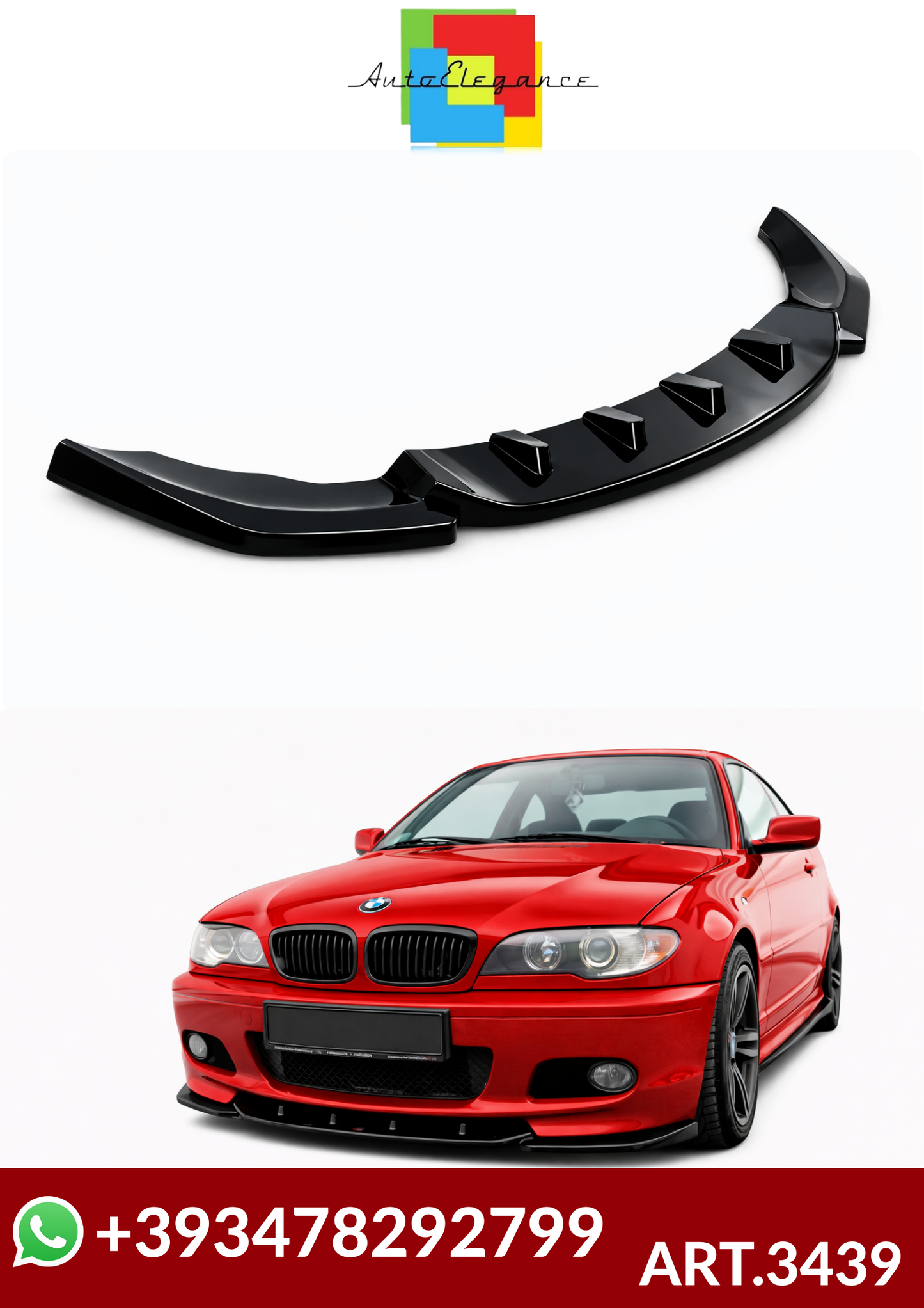 💕ART.3439 Splitter BMW 3 Series E46 / 2001 - 2006 NERO  LUCIDO💕